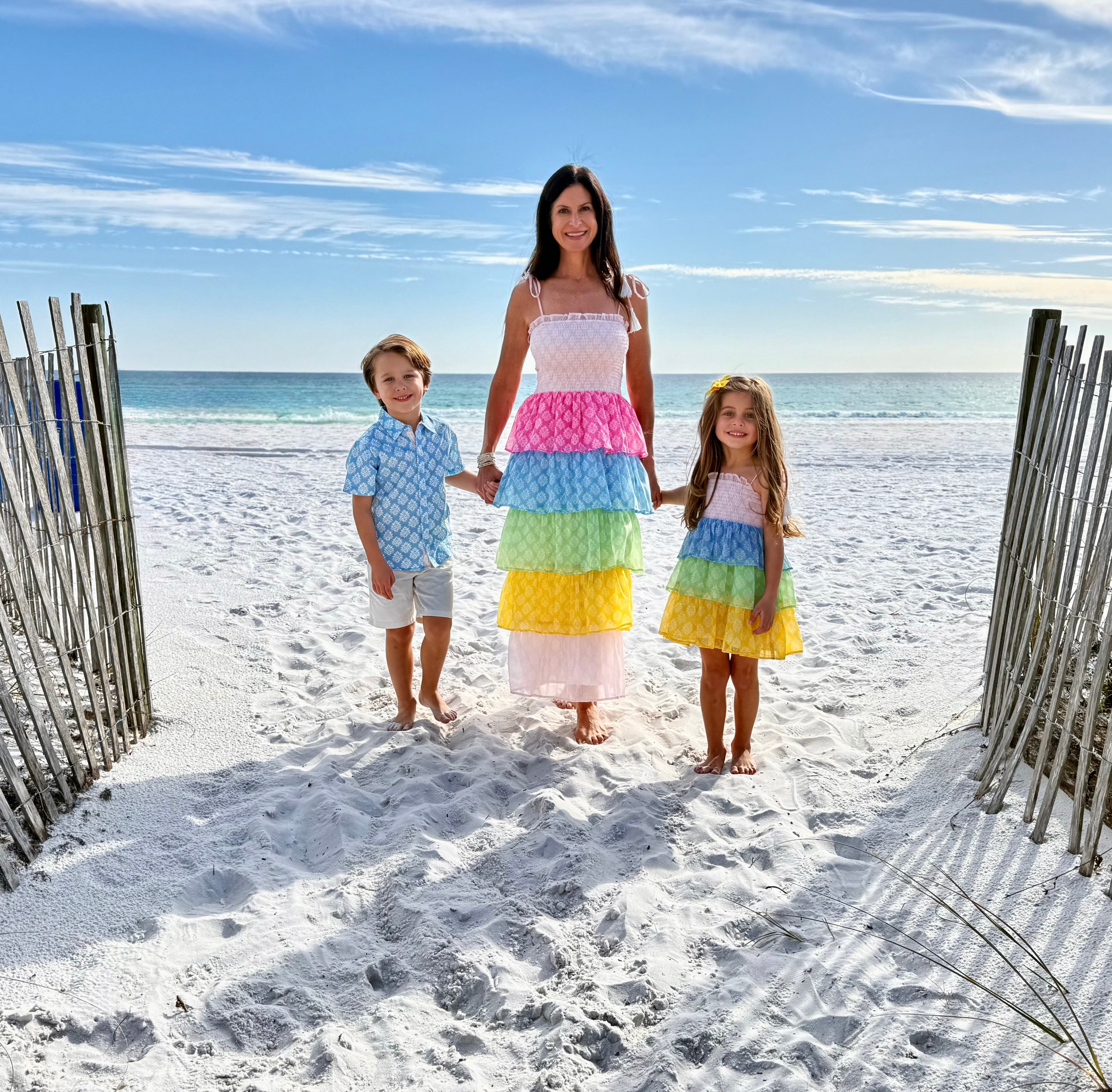 Smock Bodice Tiered Dress Block Print