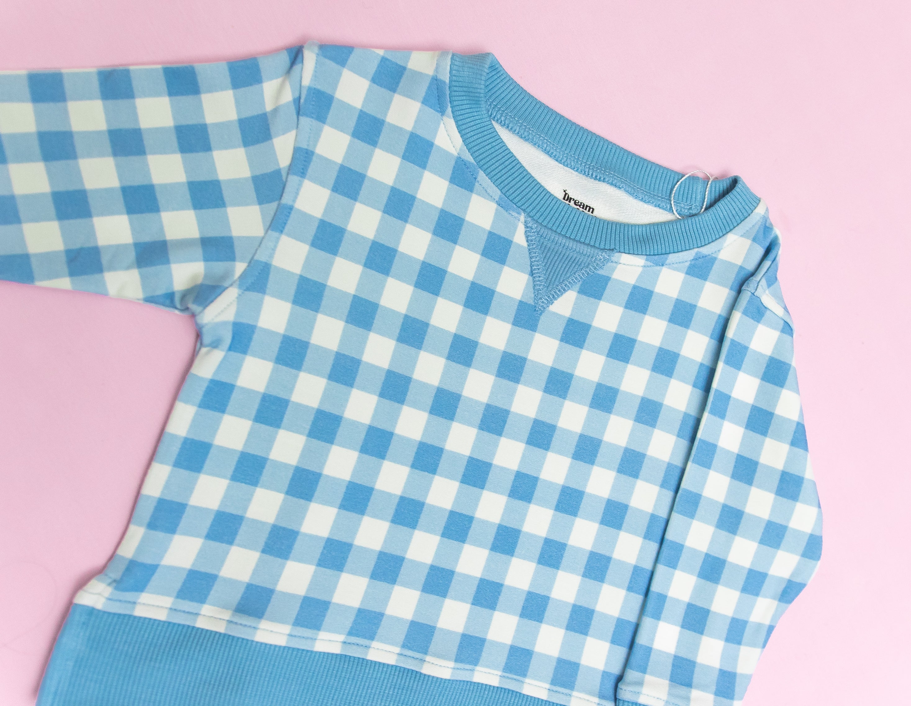 Sky Blue Gingham Dream Pullover