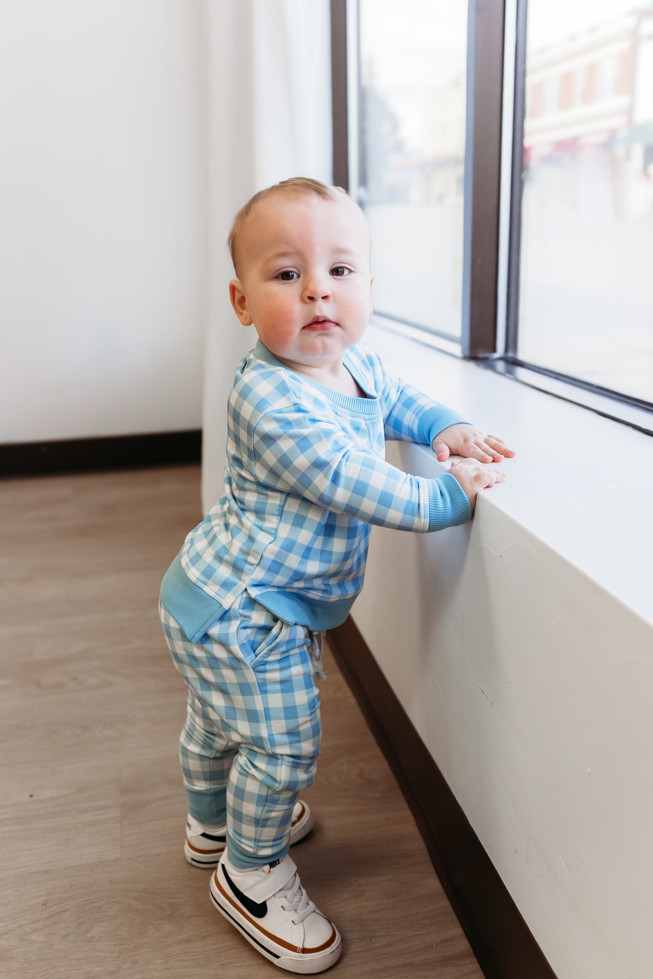 Sky Blue Gingham Dream Jogger