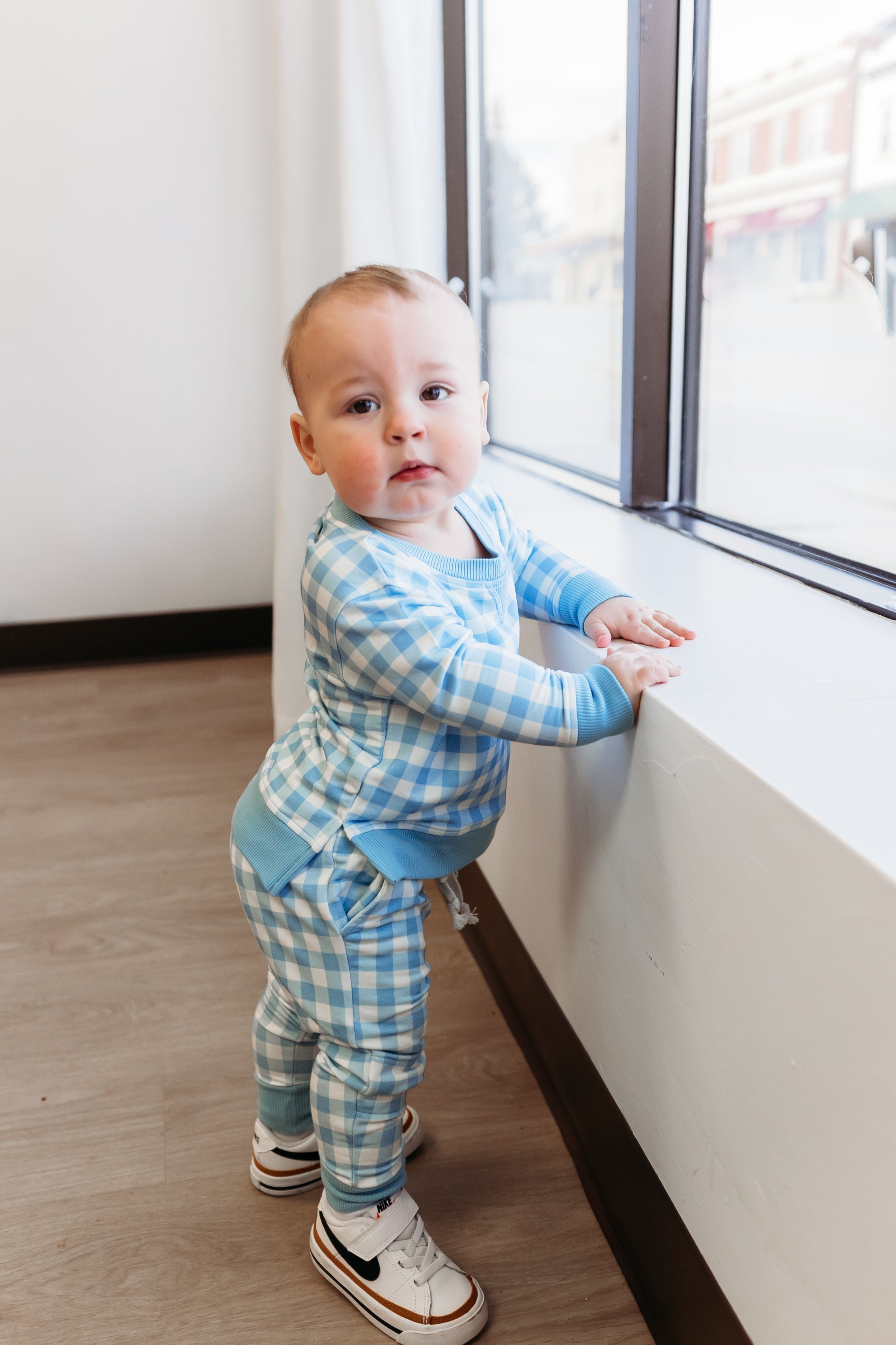 Sky Blue Gingham Dream Pullover