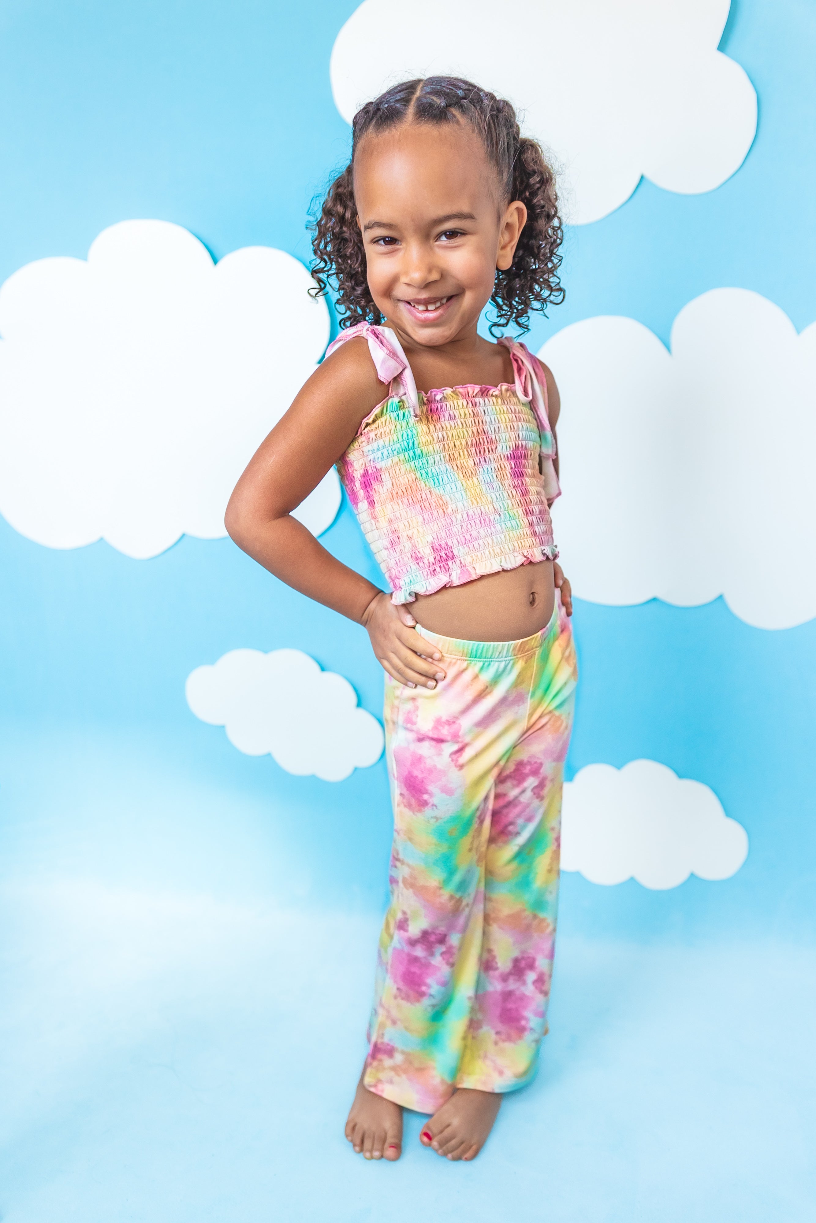 Rainbow Clouds Dream Smocked Flare Set