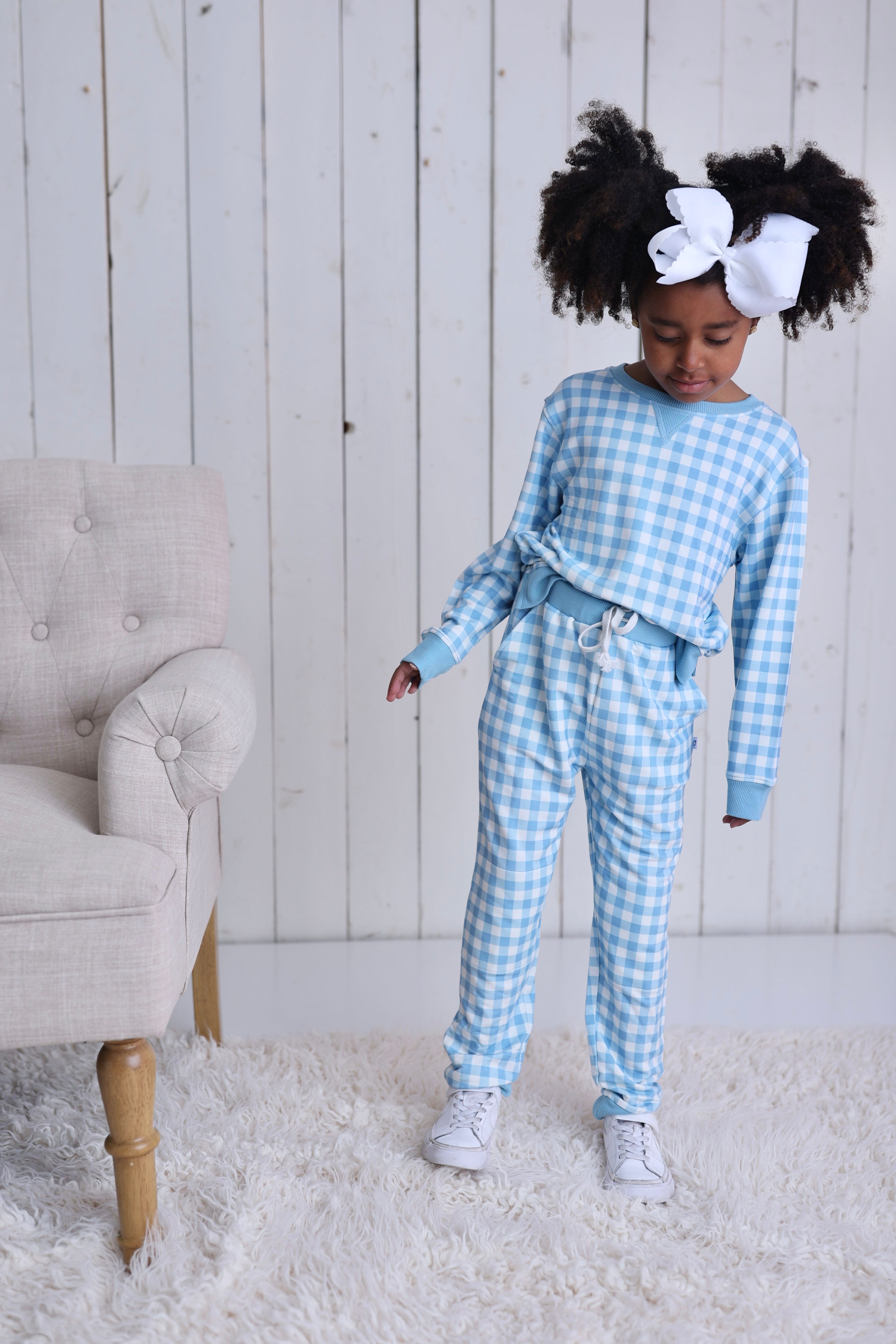 Sky Blue Gingham Dream Pullover