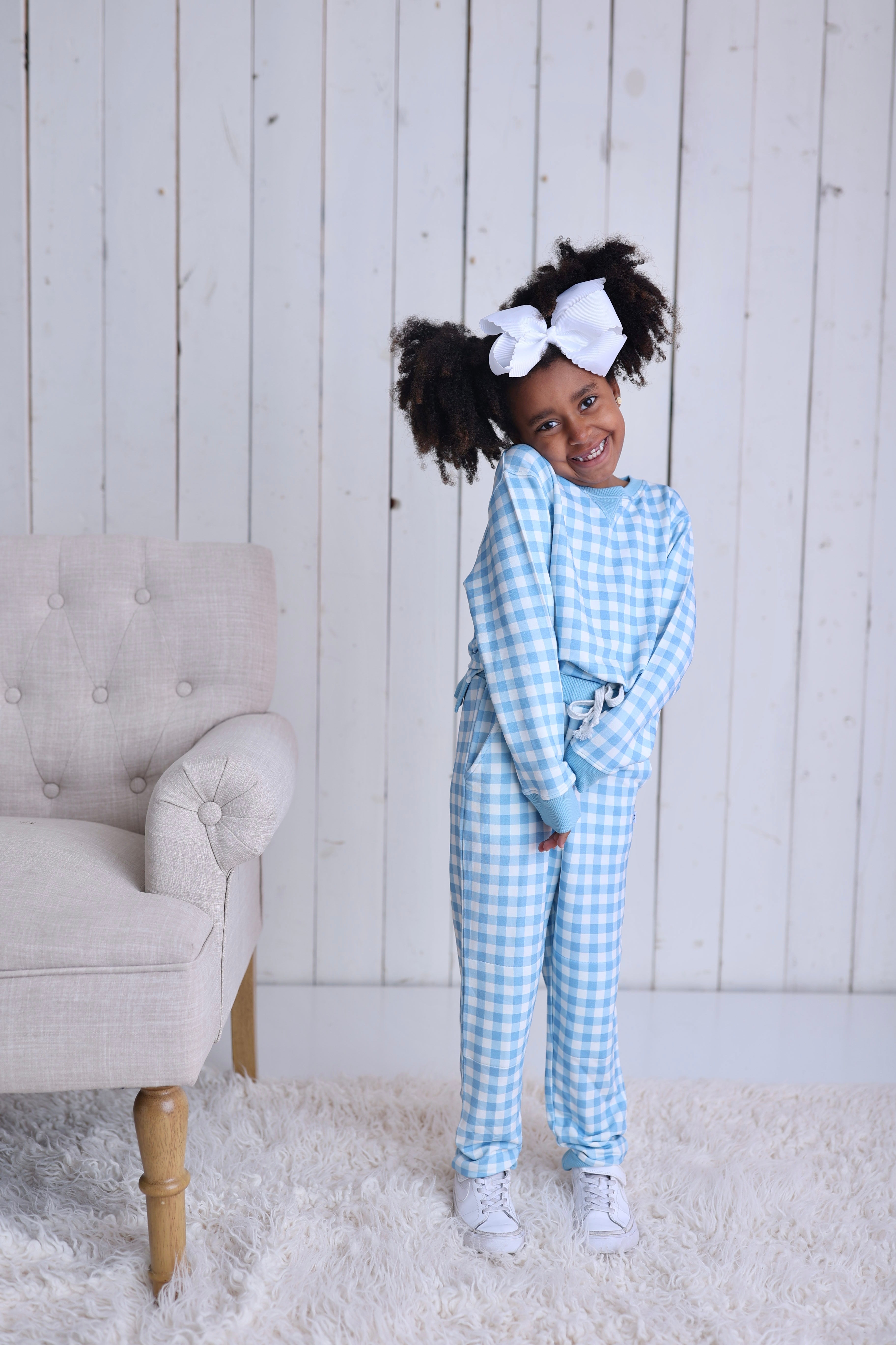 Sky Blue Gingham Dream Pullover