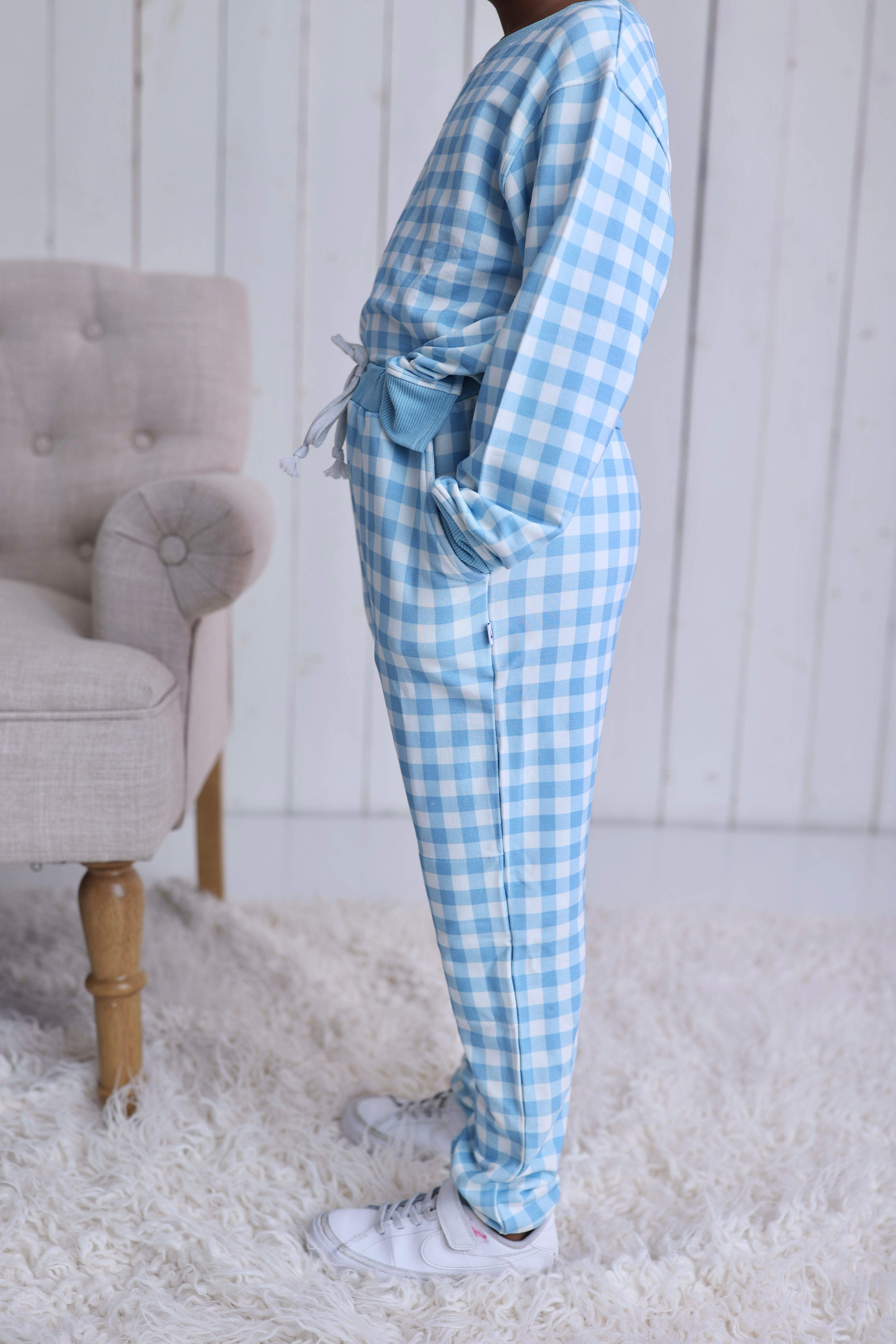 Sky Blue Gingham Dream Jogger