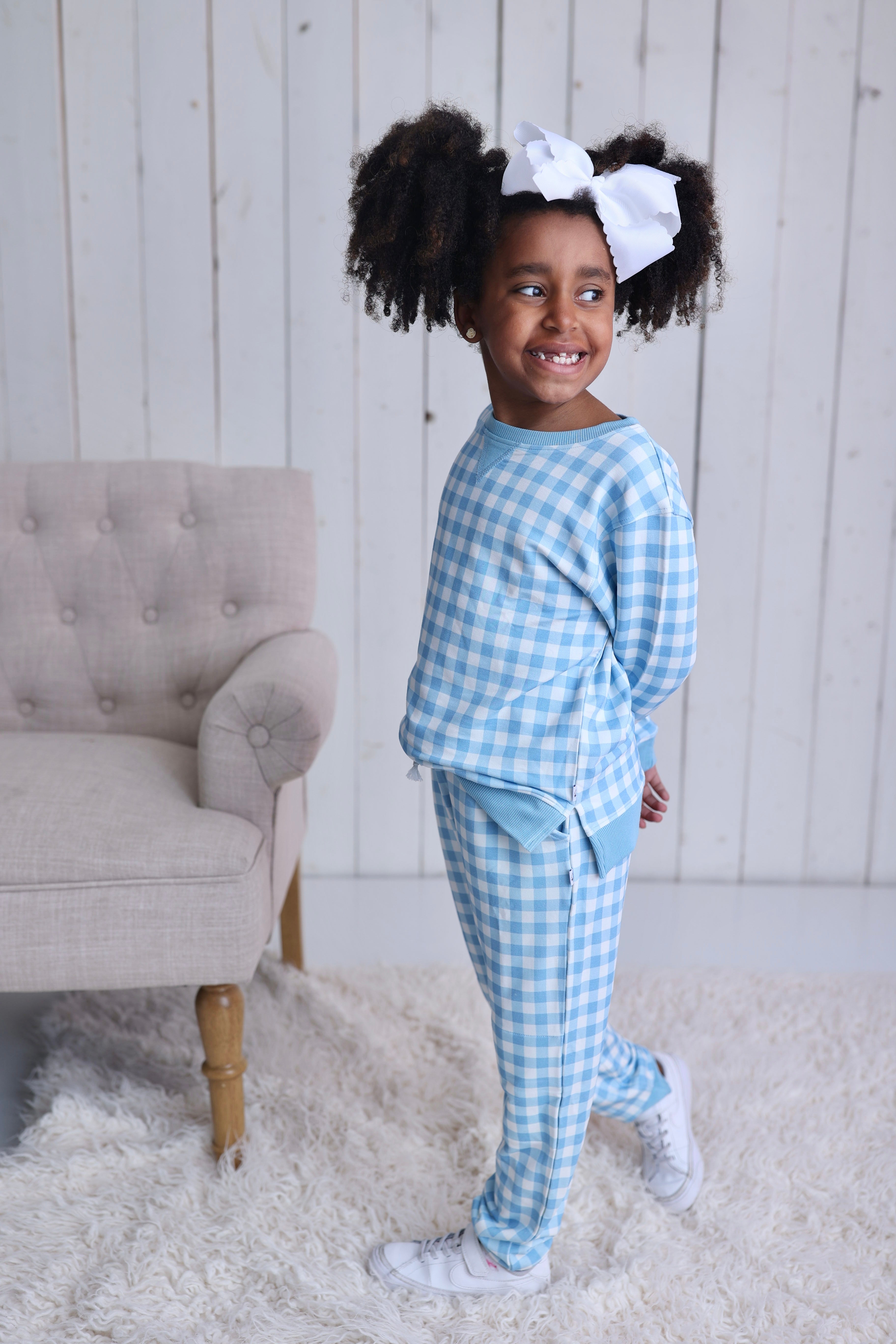 Sky Blue Gingham Dream Jogger