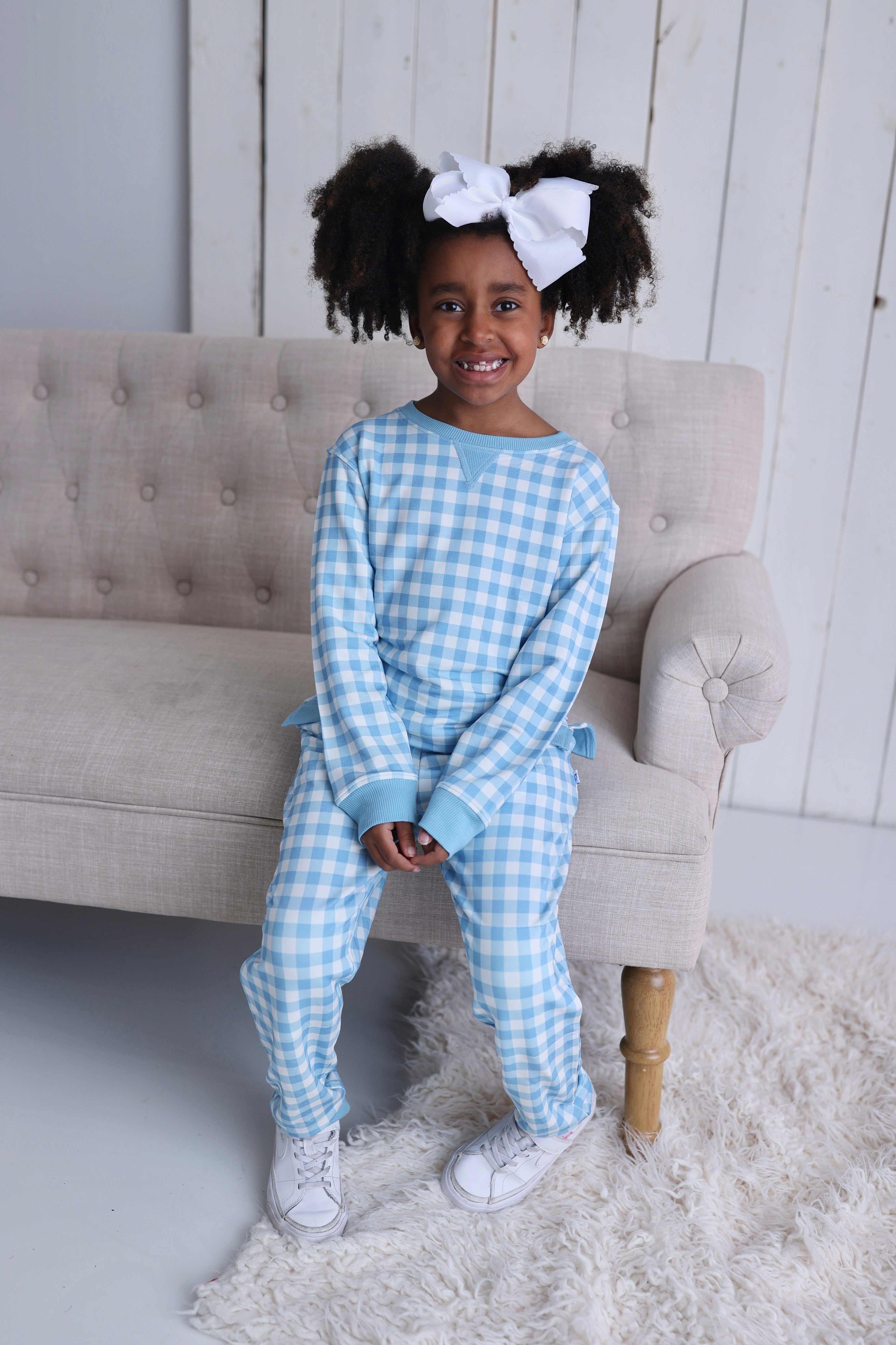 Sky Blue Gingham Dream Jogger