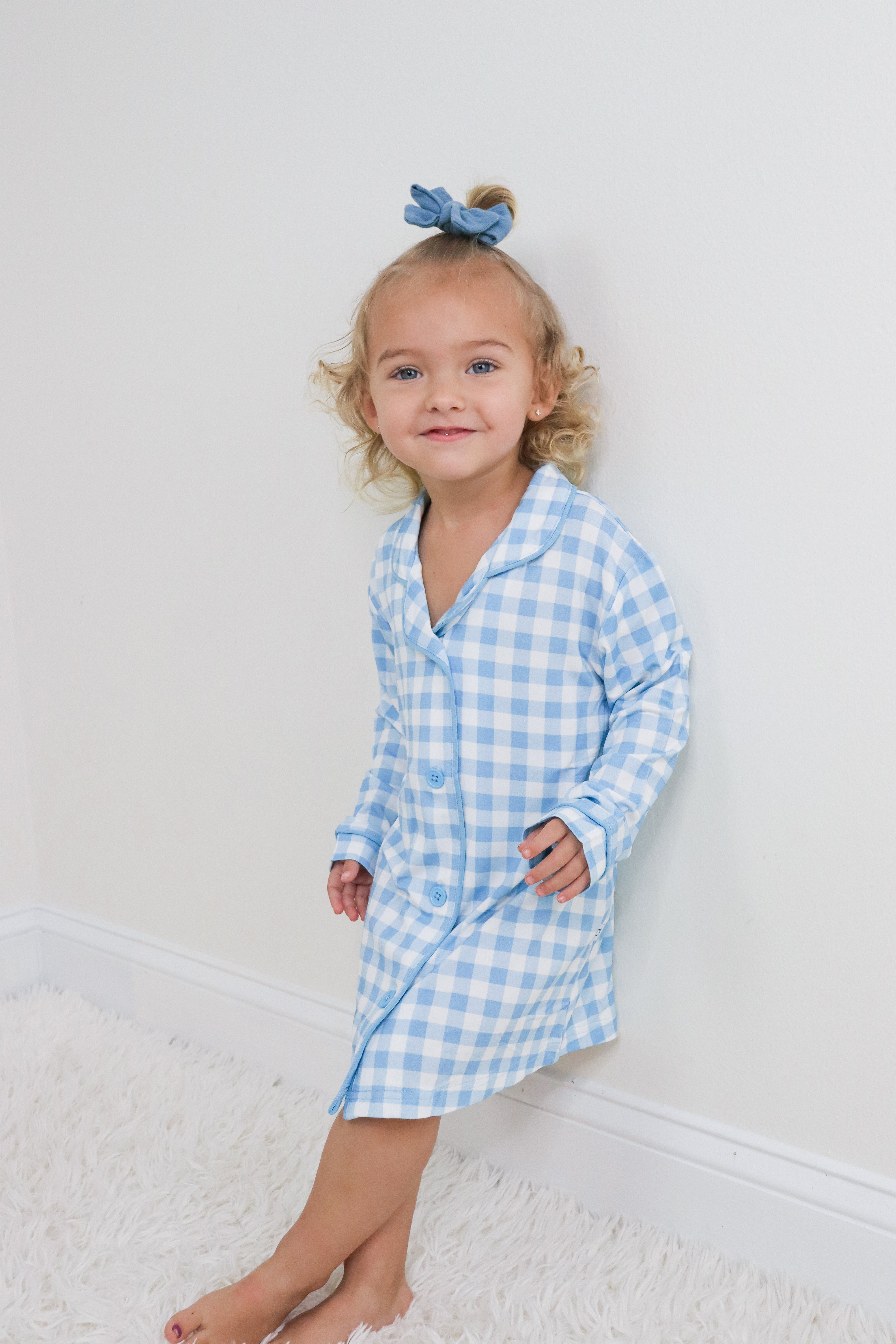 Sky Blue Gingham Girl's Dream Gown