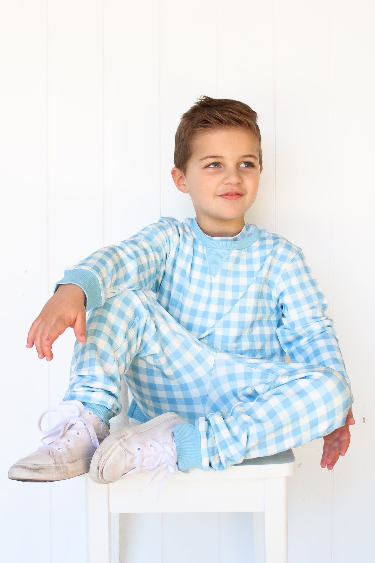 Sky Blue Gingham Dream Pullover