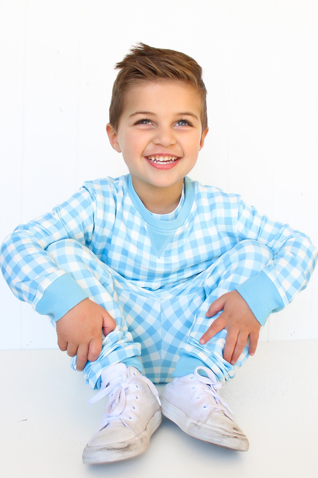 Sky Blue Gingham Dream Pullover