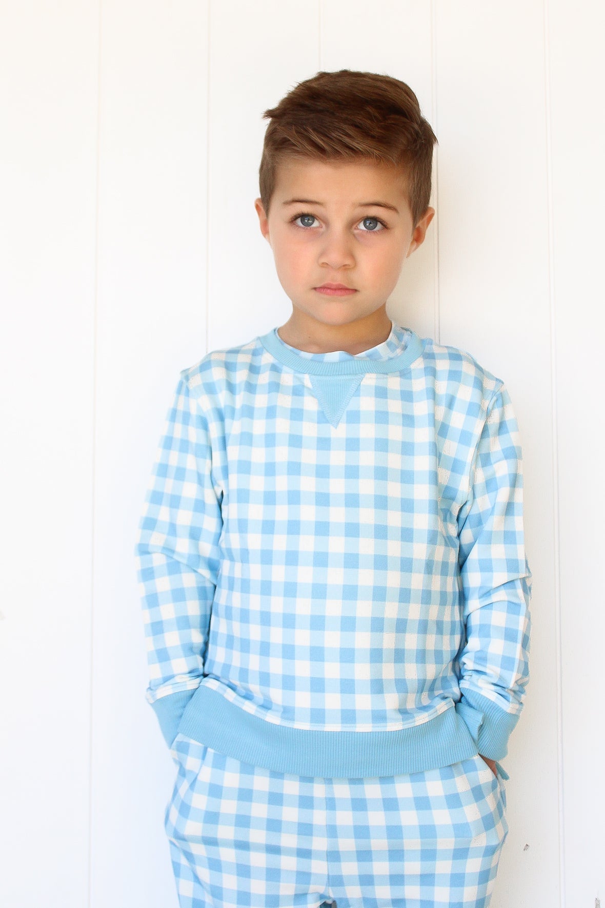 Sky Blue Gingham Dream Pullover