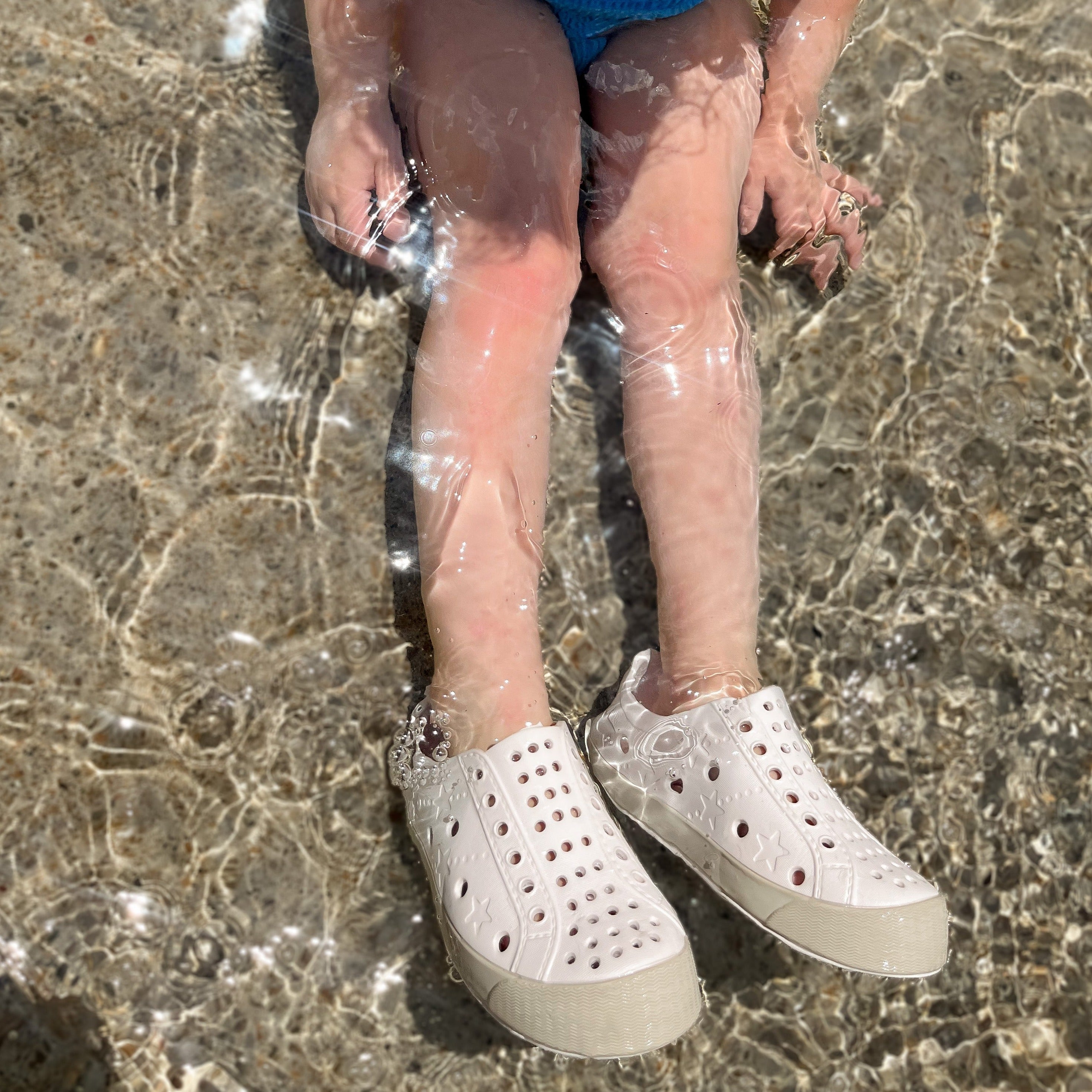 Toddler Perforated Slip On Water Sneakers in Cream - Curbside