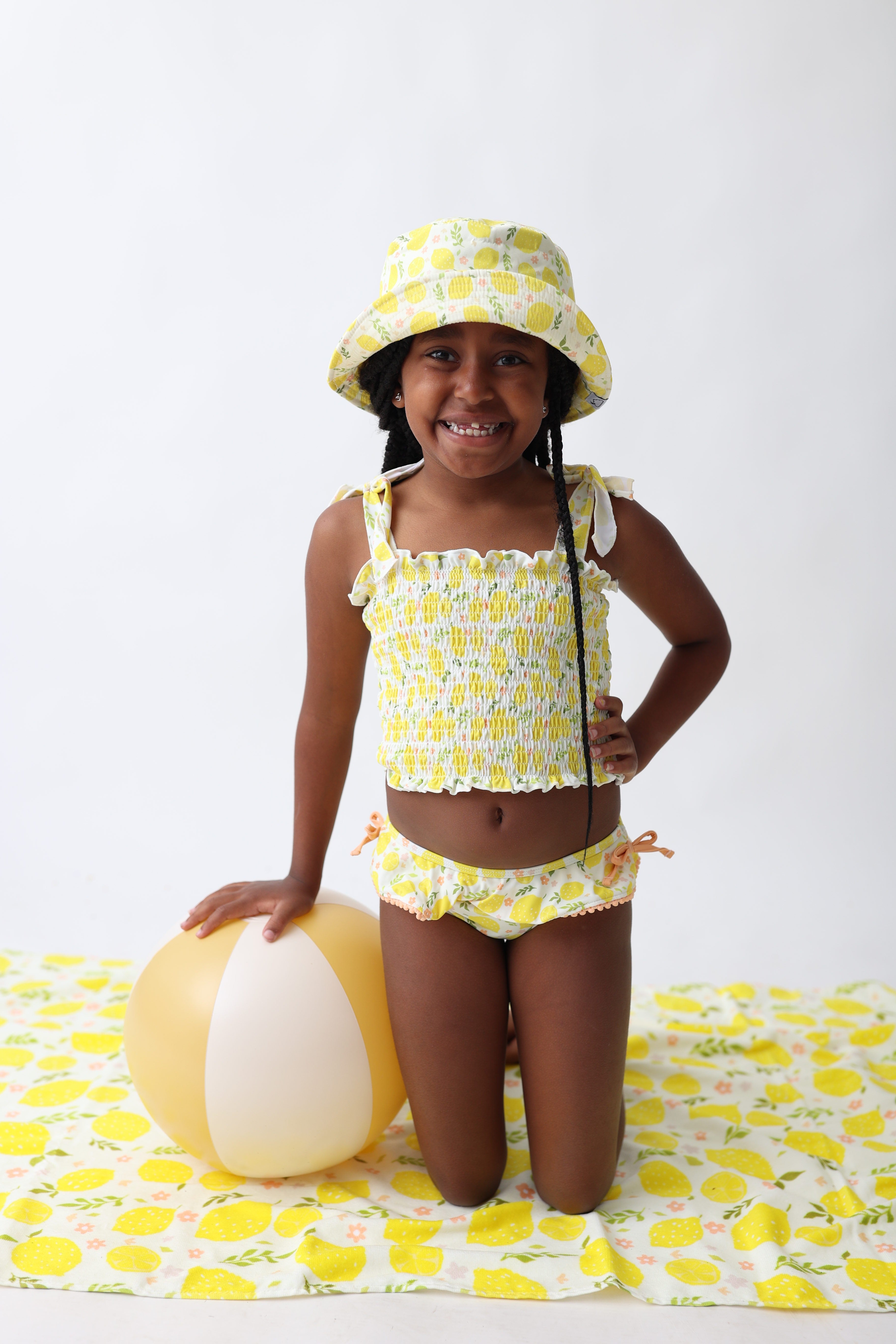 Lemon Blossoms Dream Smocked Tankini Two Piece Swim Suit
