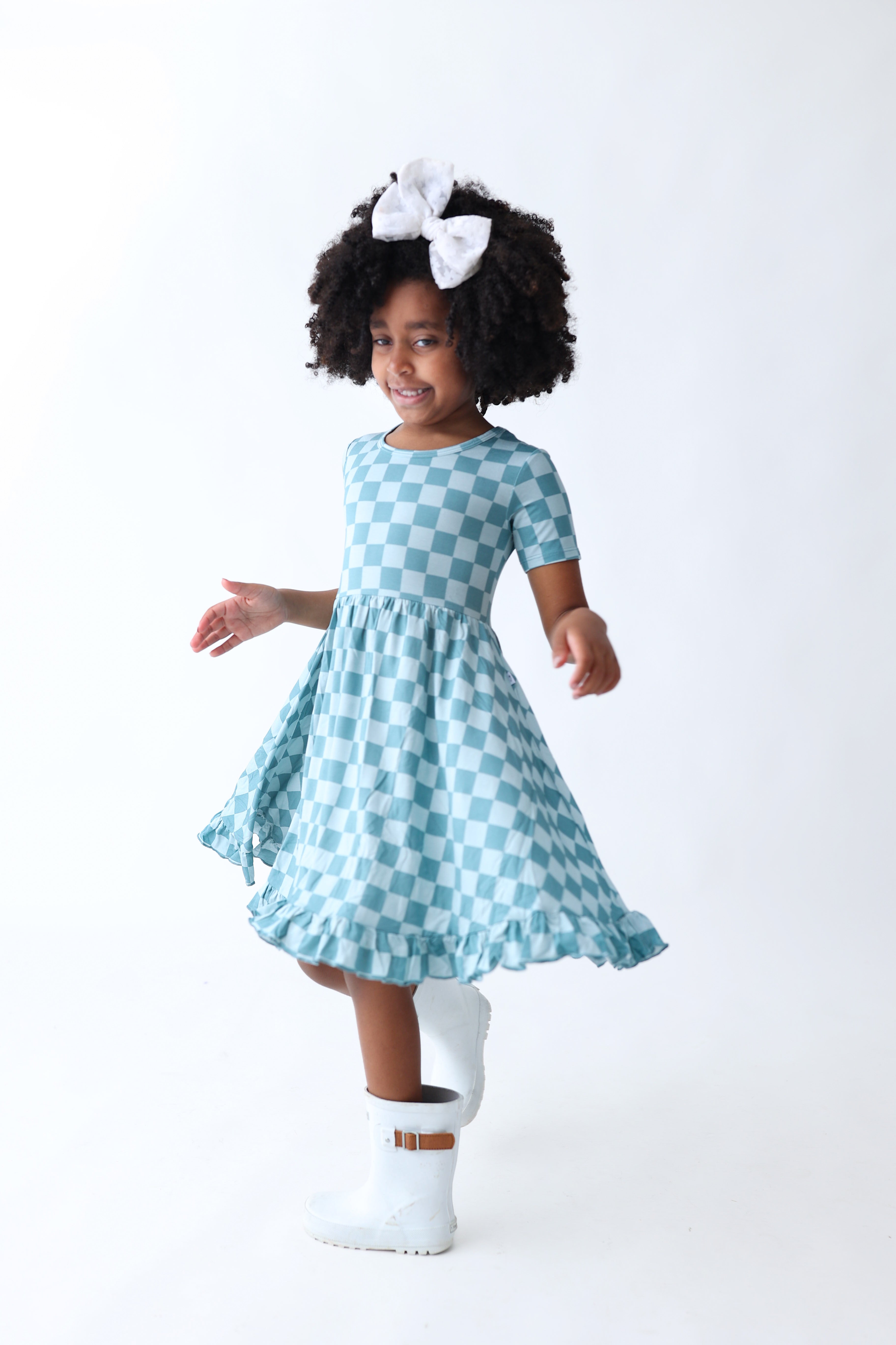 Stormy Checkers Dream Ruffle Dress