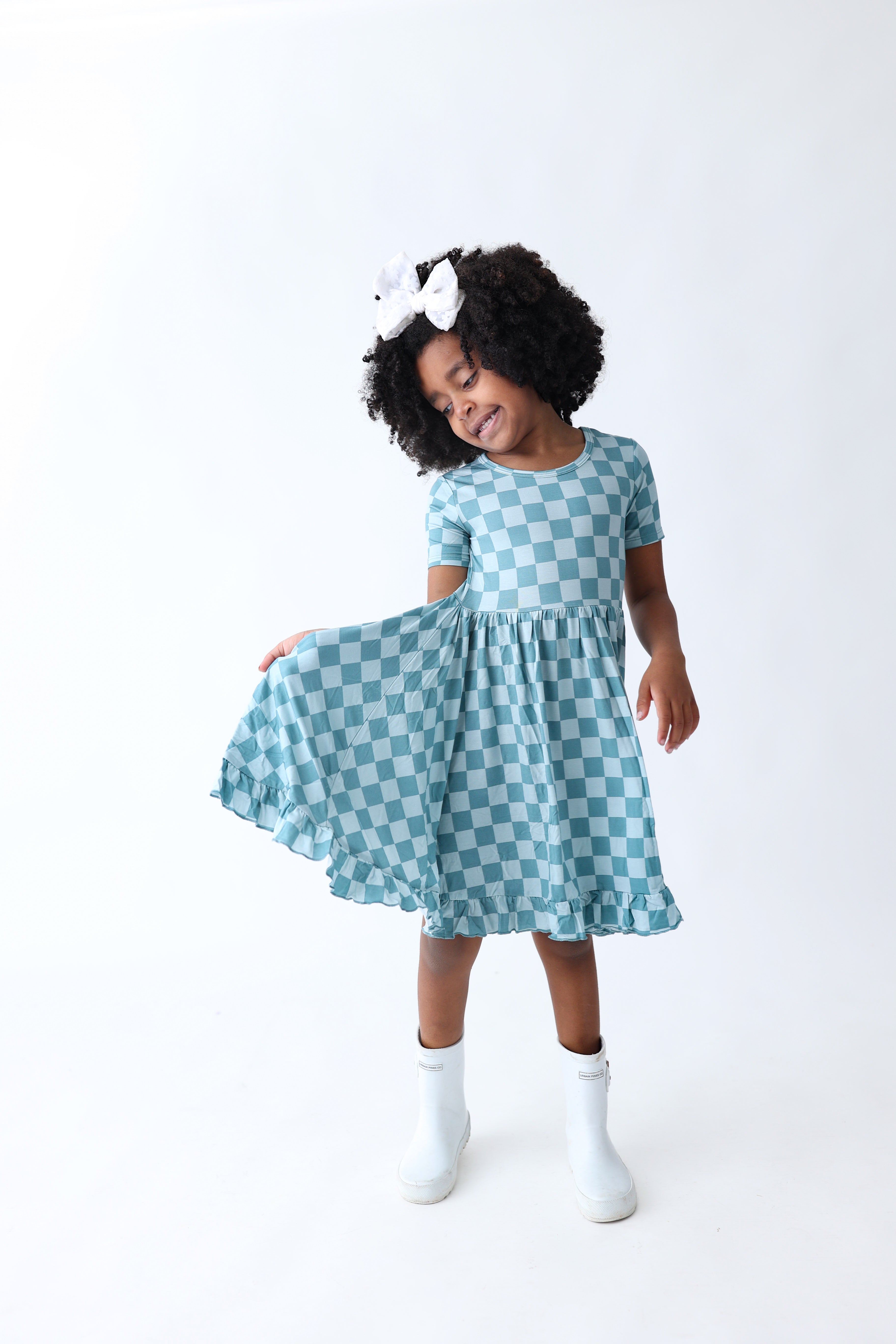Stormy Checkers Dream Ruffle Dress