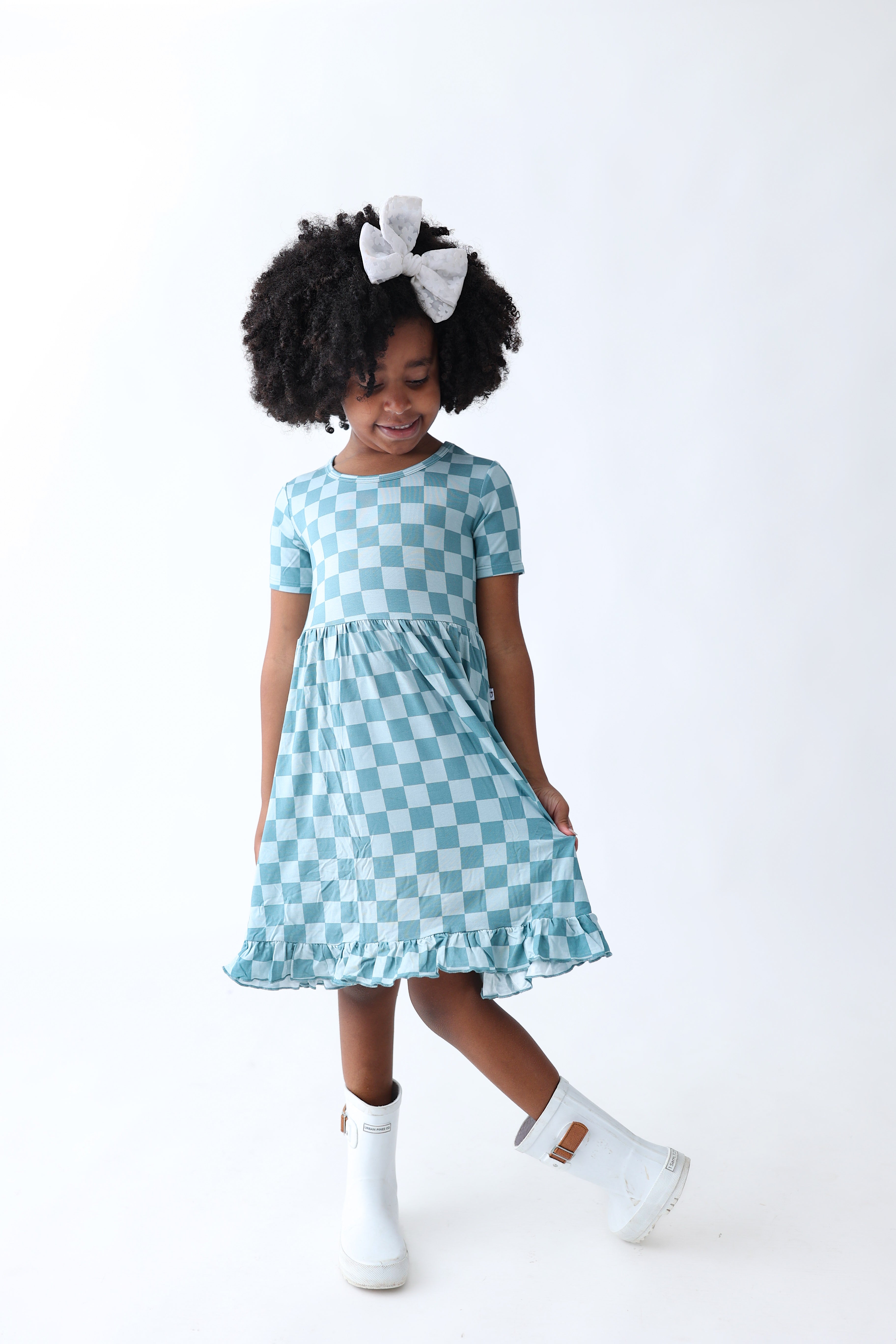 Stormy Checkers Dream Ruffle Dress