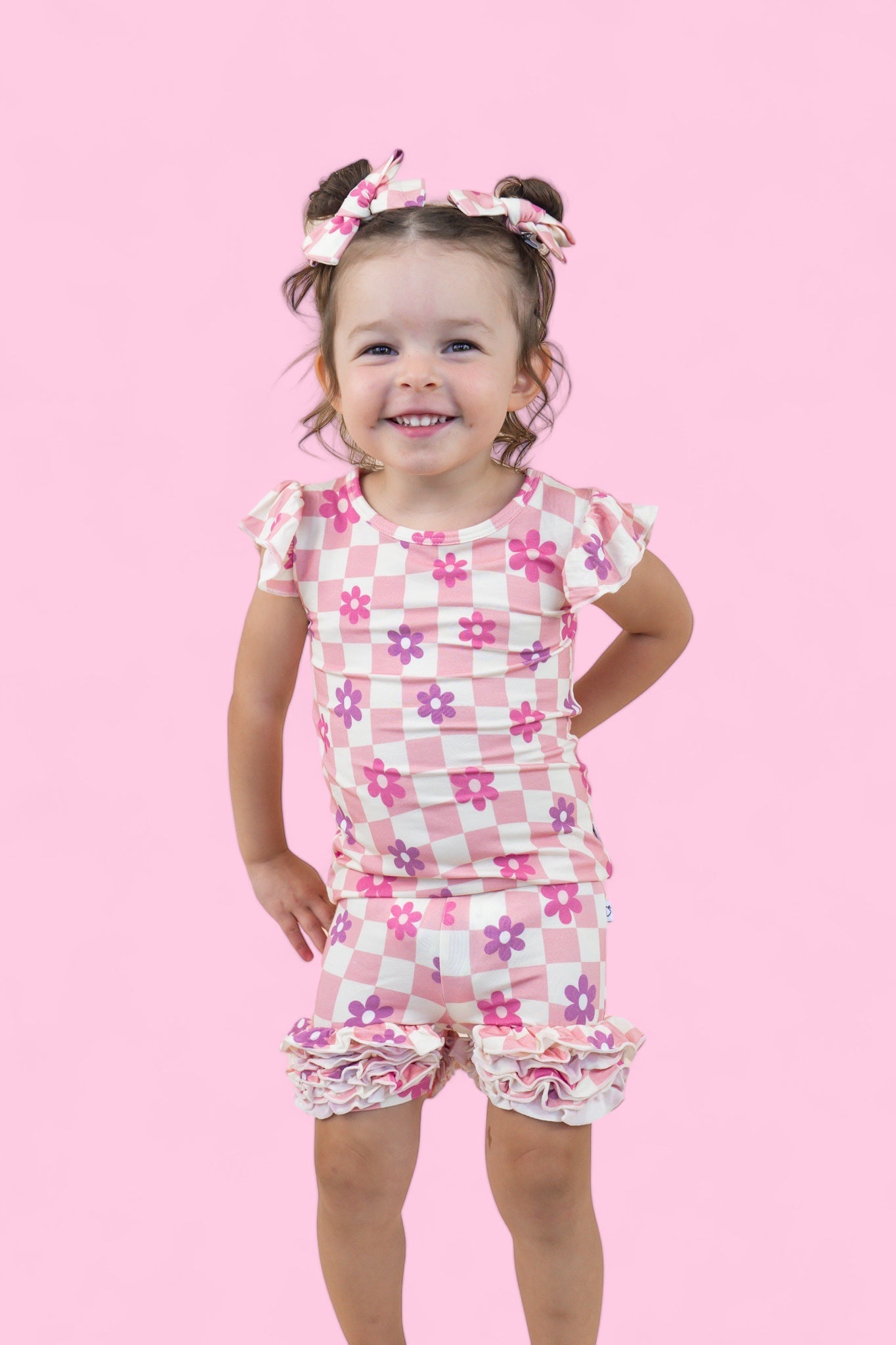 Wavy Daisy Checkers Dream Cap Sleeve Top