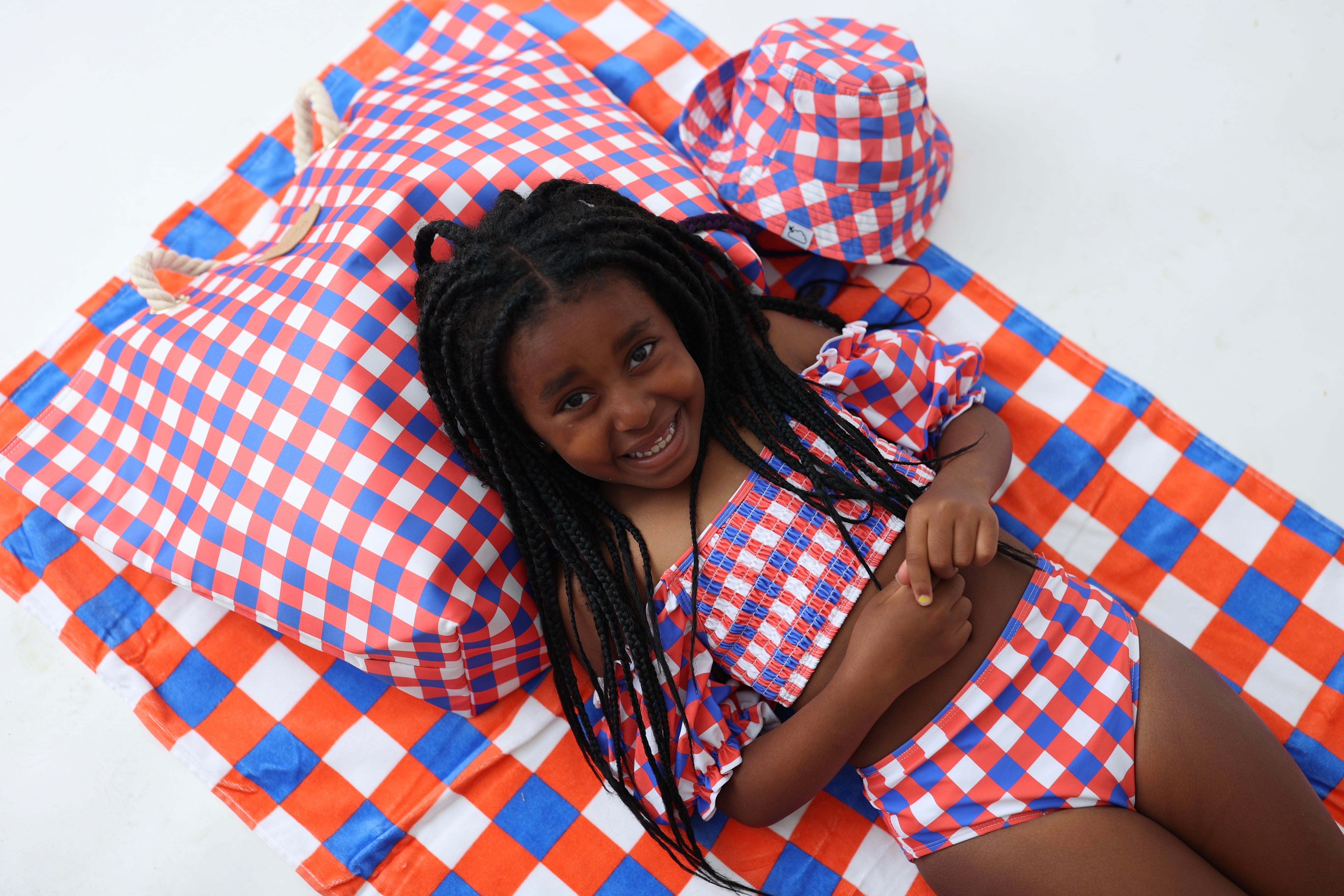 Red, White & Truman Dream Off The Shoulder Swim Suit