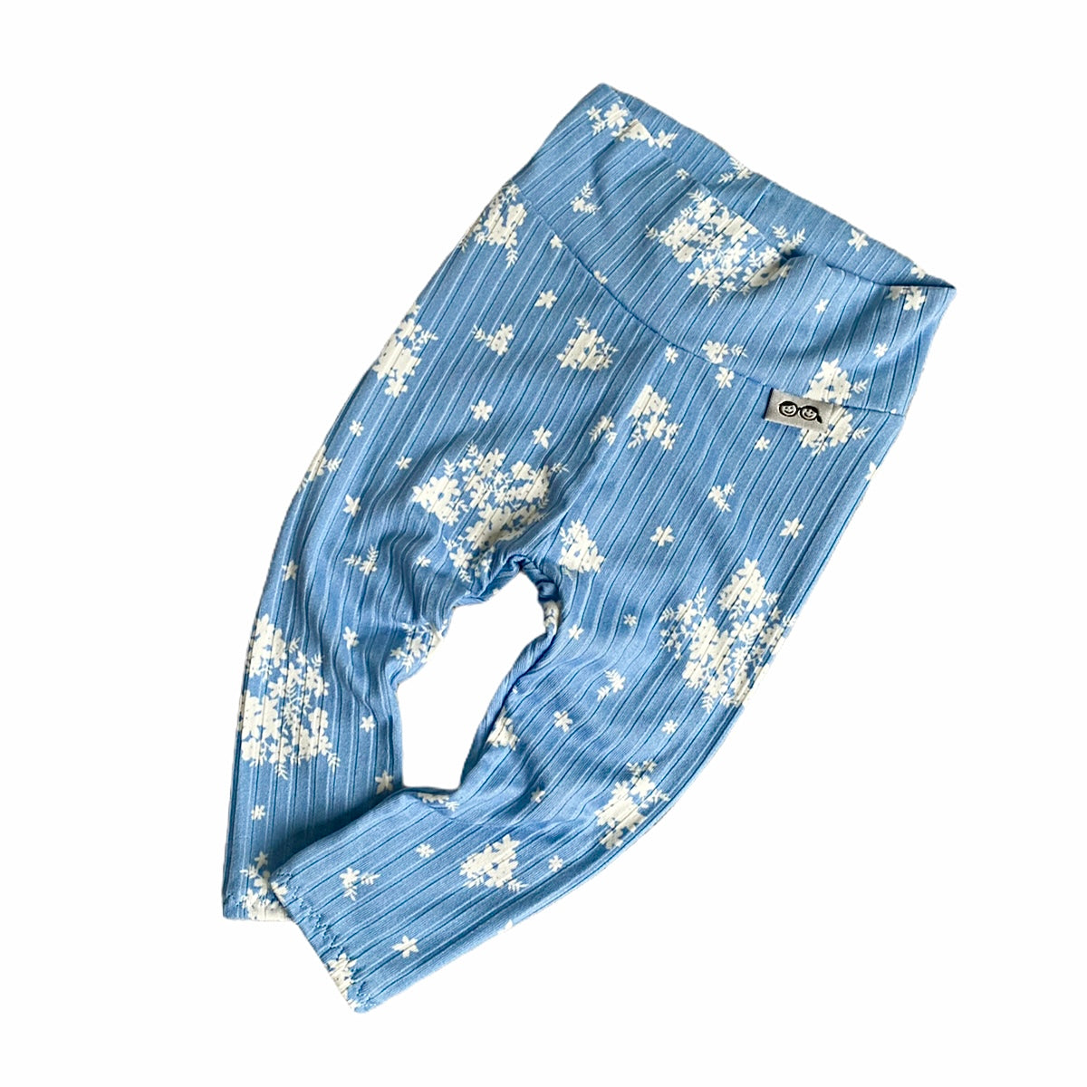 Minimal Floral Blue Ribbed Leggings And/or Knot Beanie Hat