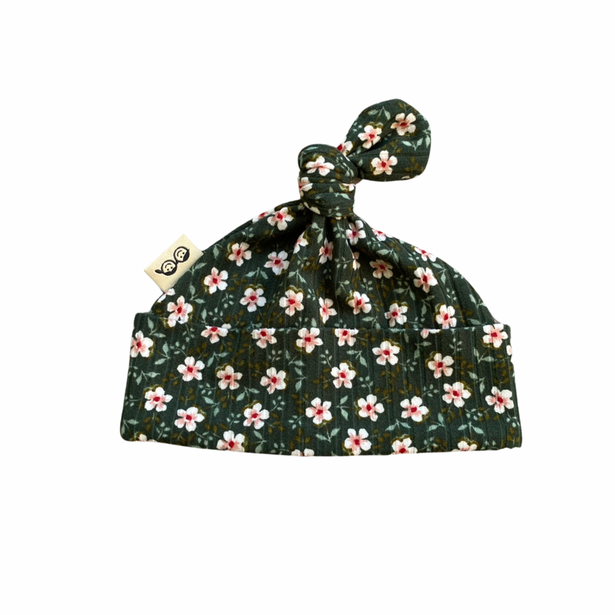 Dainty Floral Green Rib Leggings And/or Beanie Knot Hat