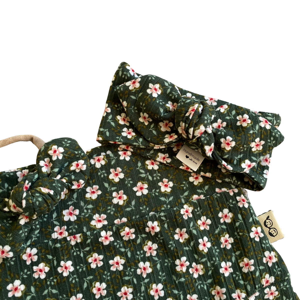 Dainty Floral Green Rib Bummies And/or Headbands