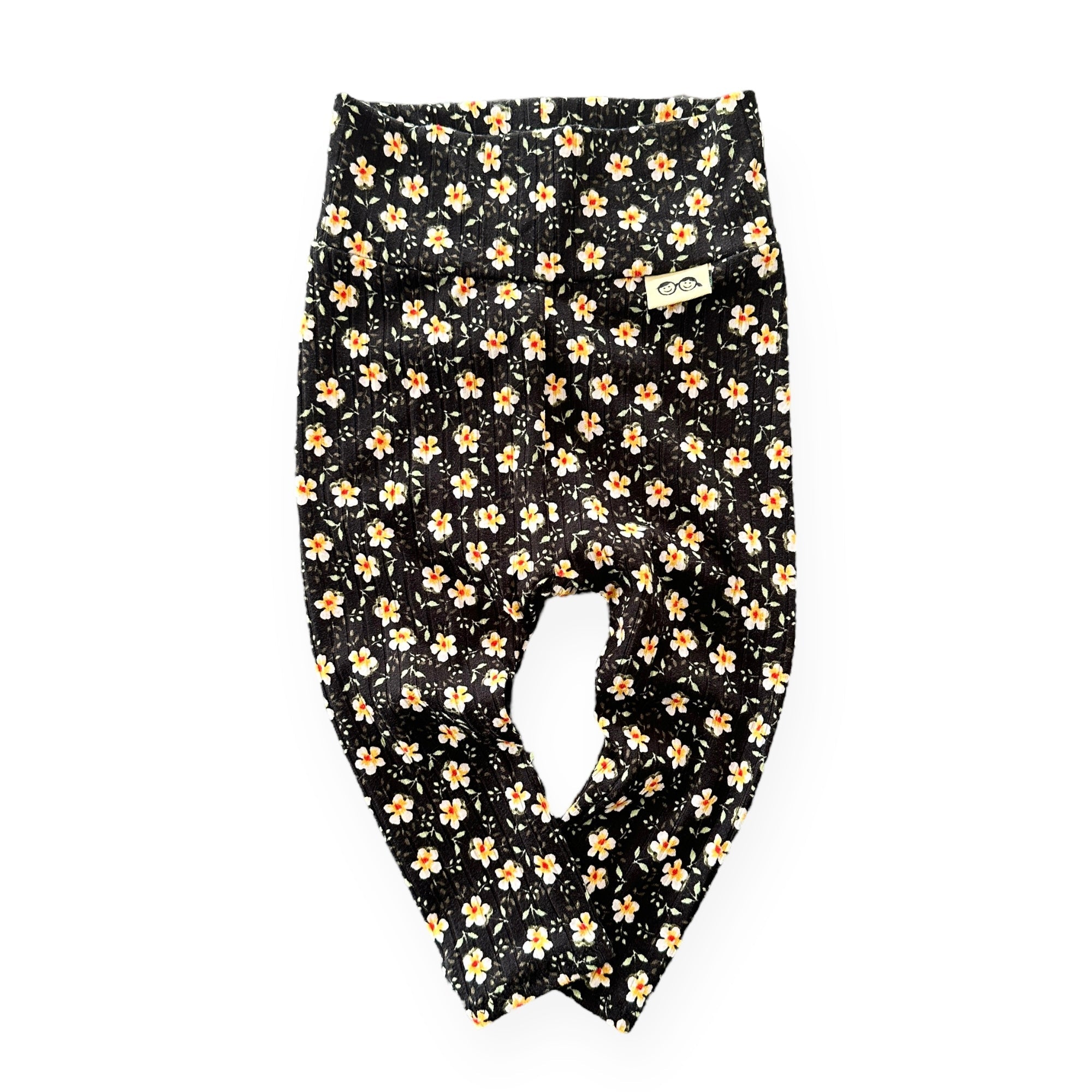 Dainty Floral Black Ribbed Lounge Set