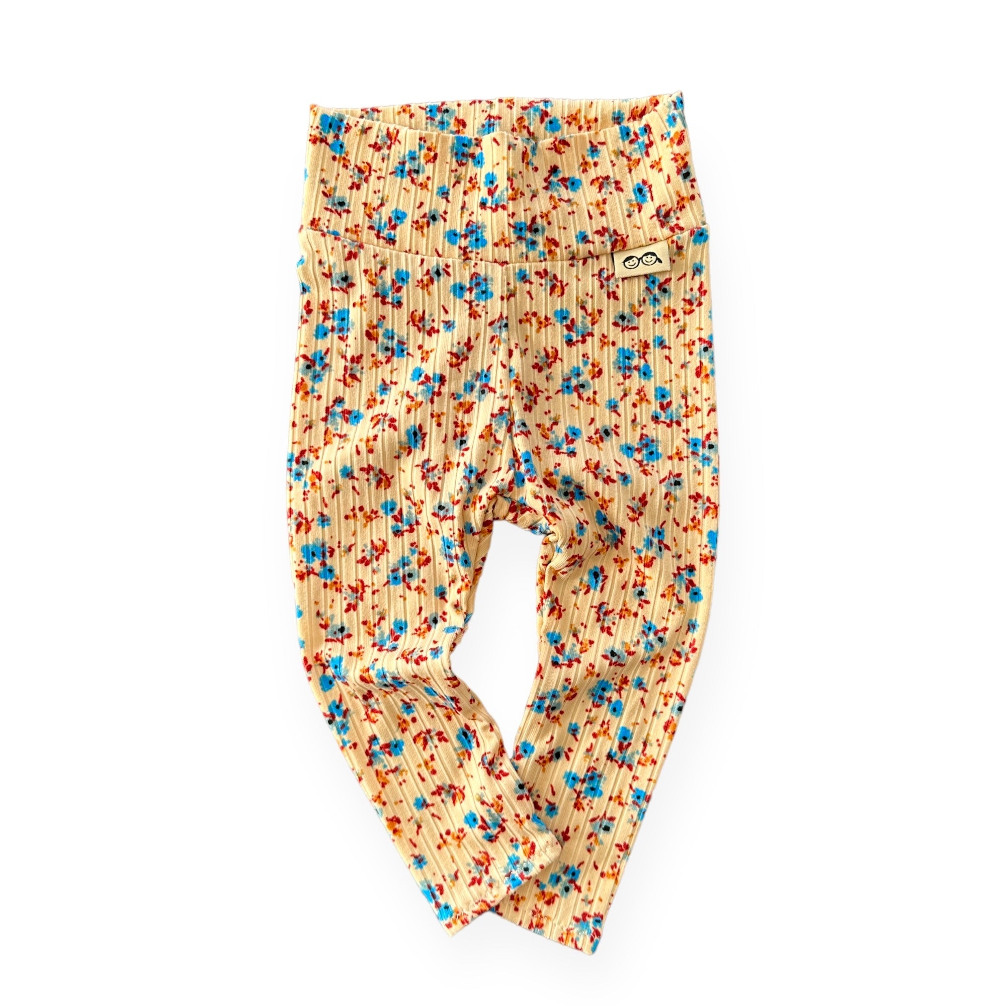 Dainty Floral On Yellow Ribbed Leggings