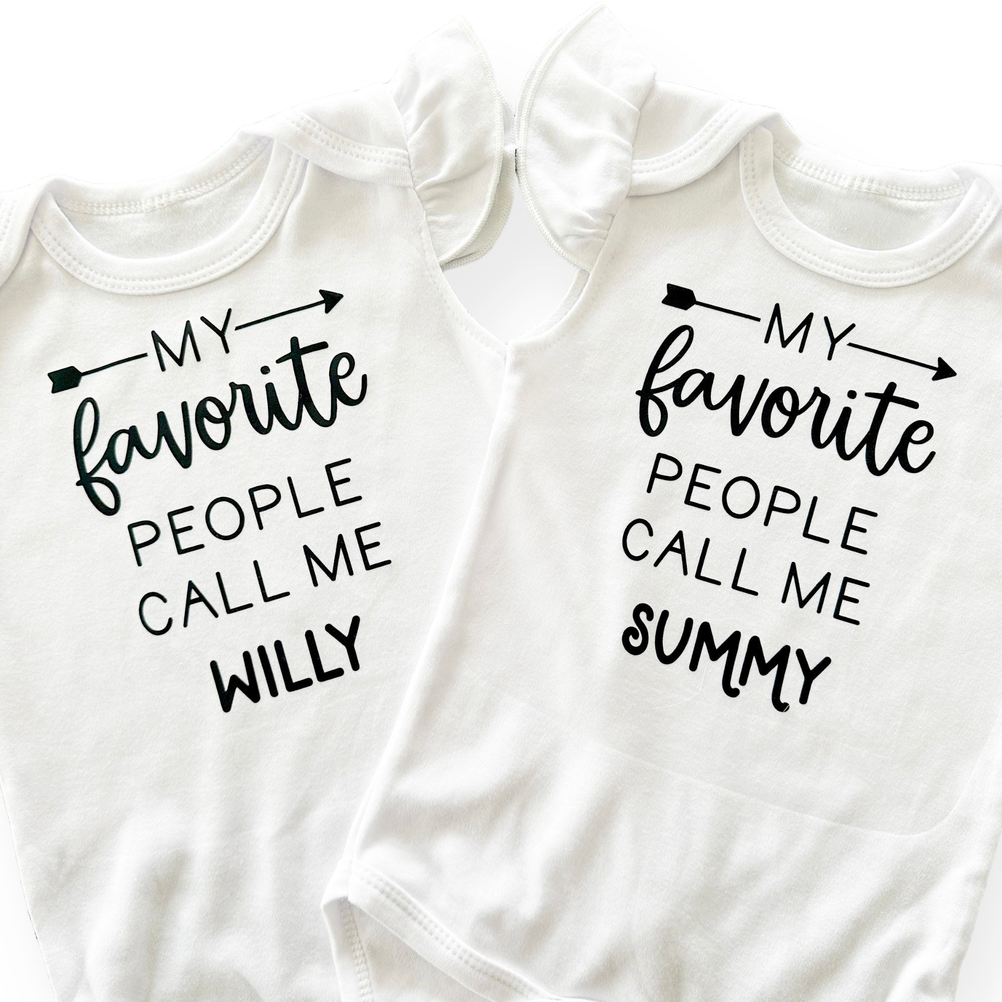My Favorite People Call Me, Custom Flutter Sleeve White Bodysuit