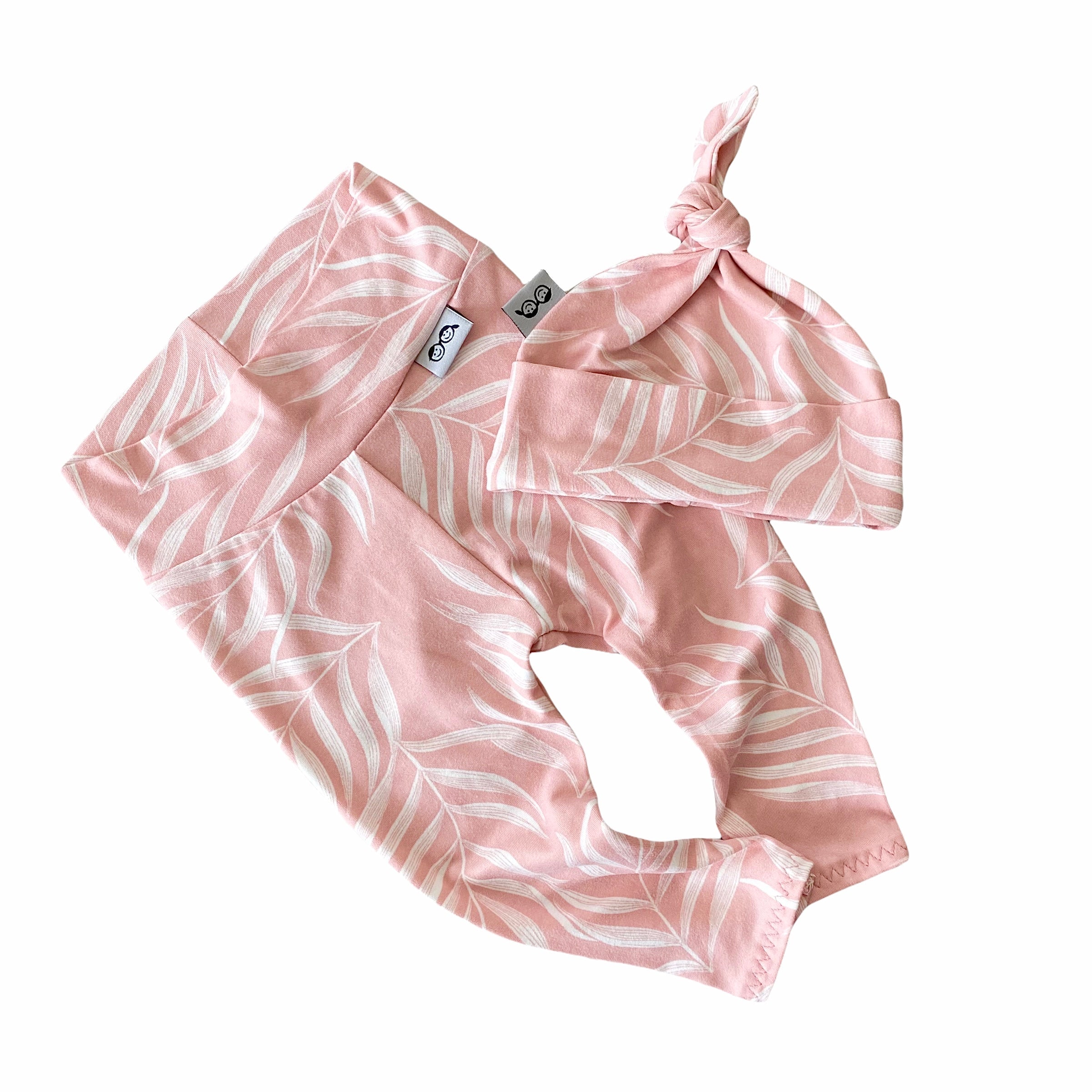 Pink Pampas Leaves Leggings And/or Knot Beanie