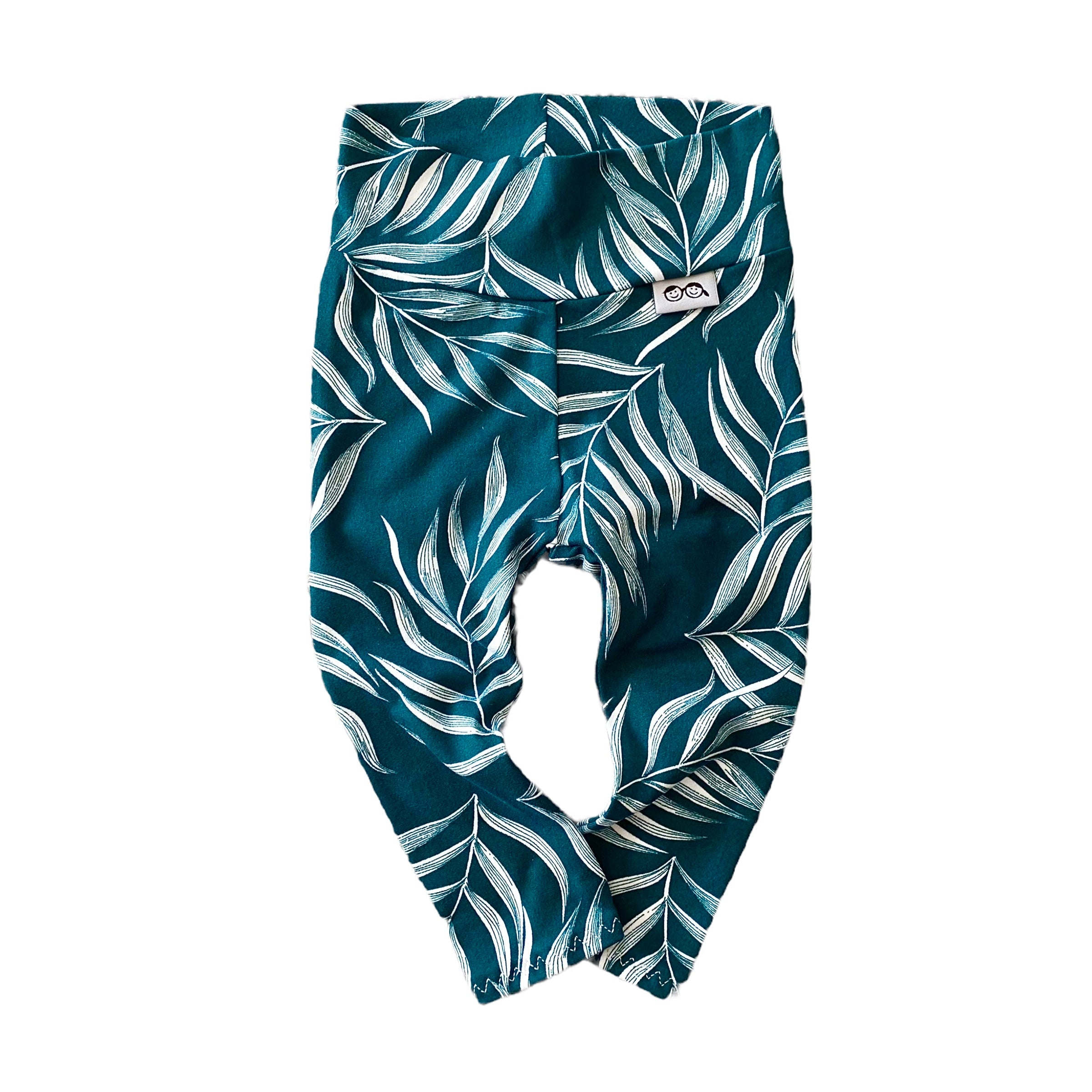 Ocean Teal Pampas Leaves Leggings