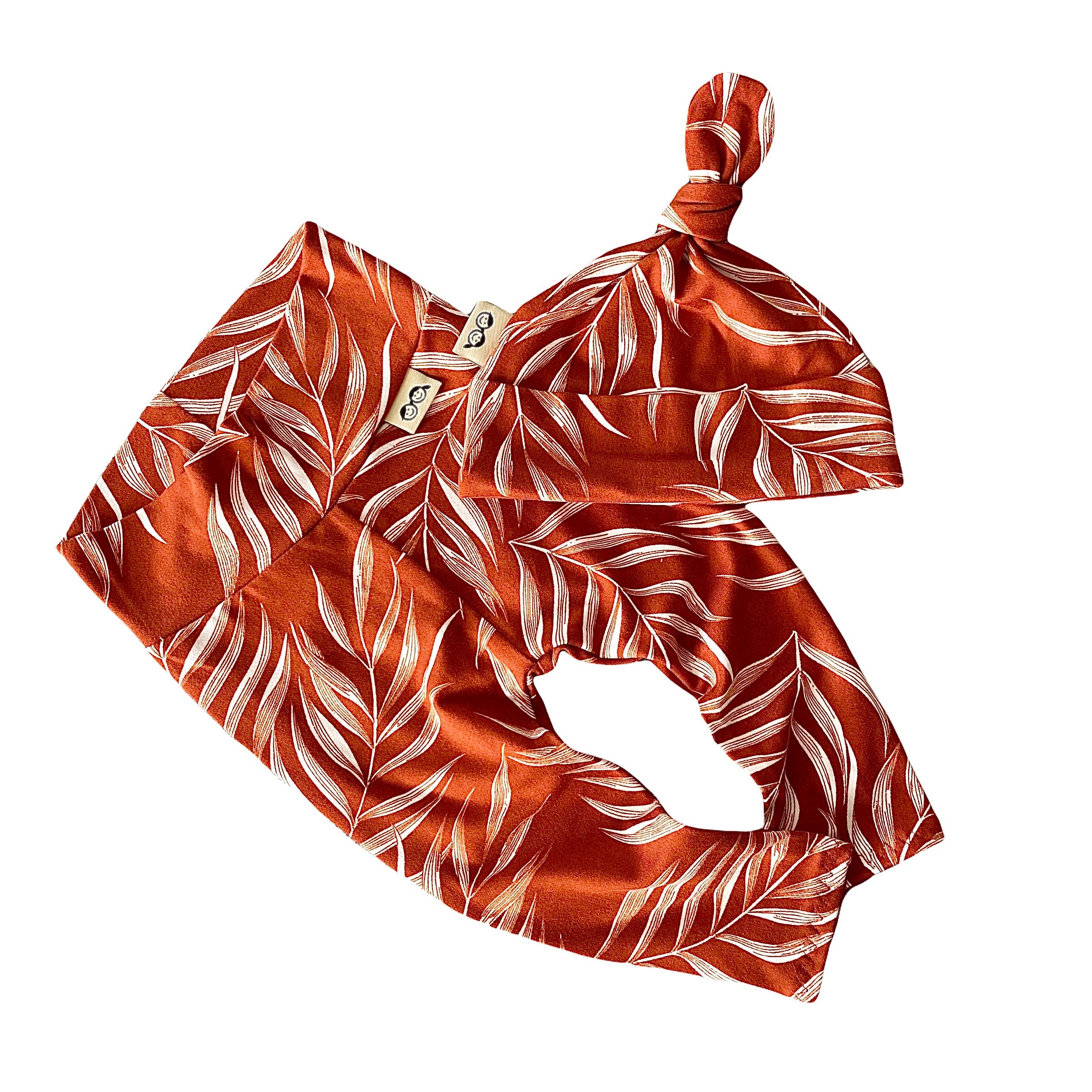 Burnt Orange Pampas Leaves Leggings And/or Knot Beanie