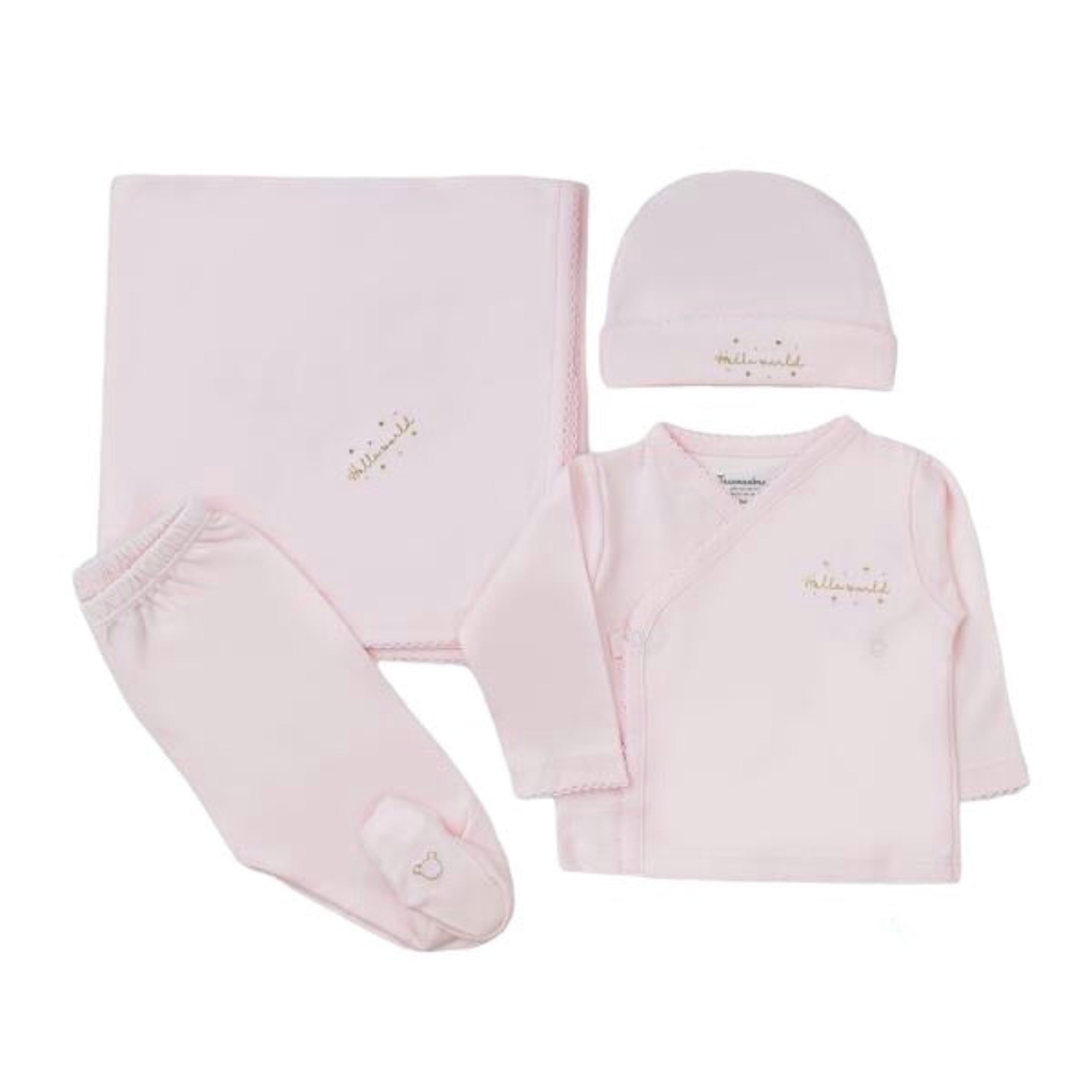Hello World Pima 4-piece Set, Pink
