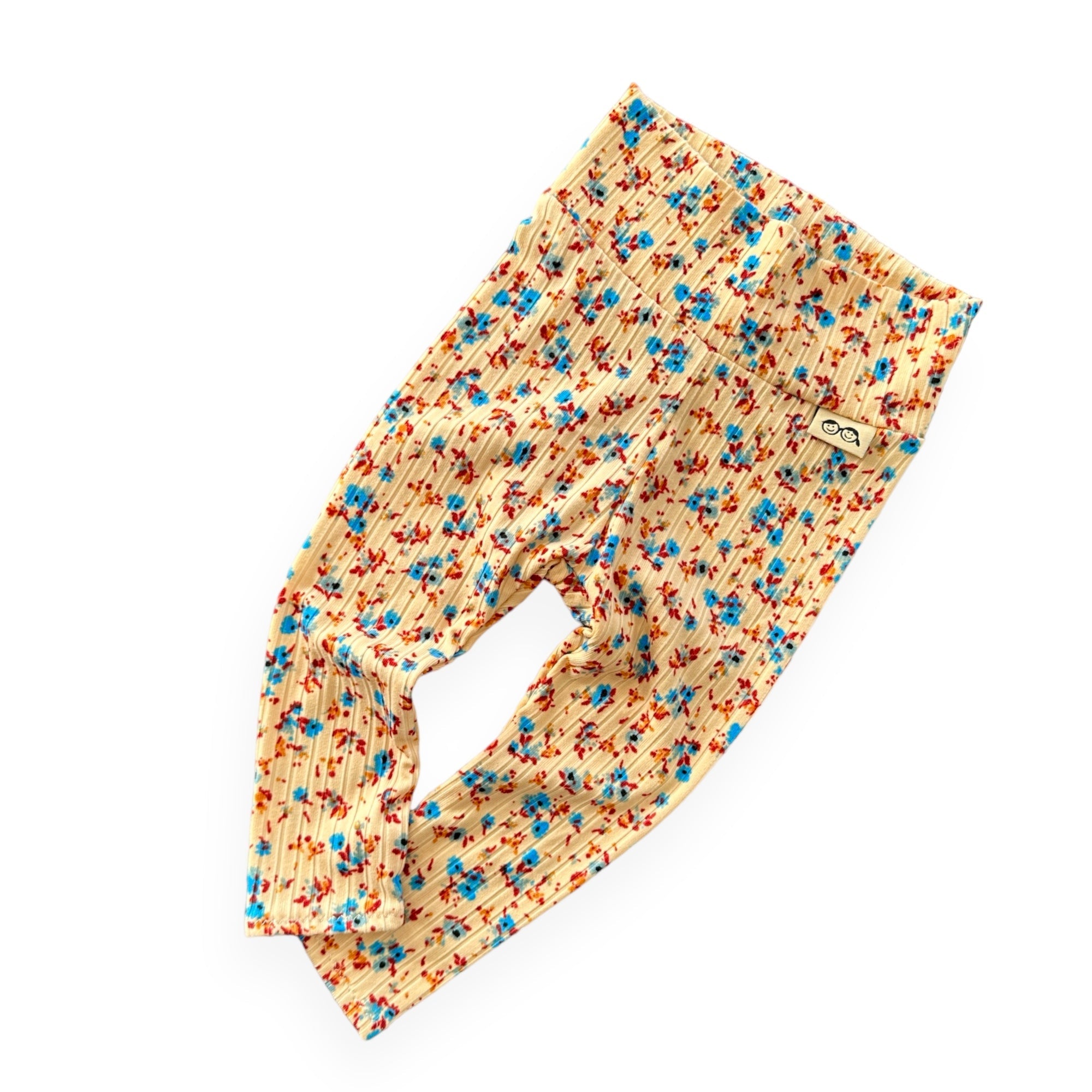 Dainty Floral On Yellow Ribbed Leggings