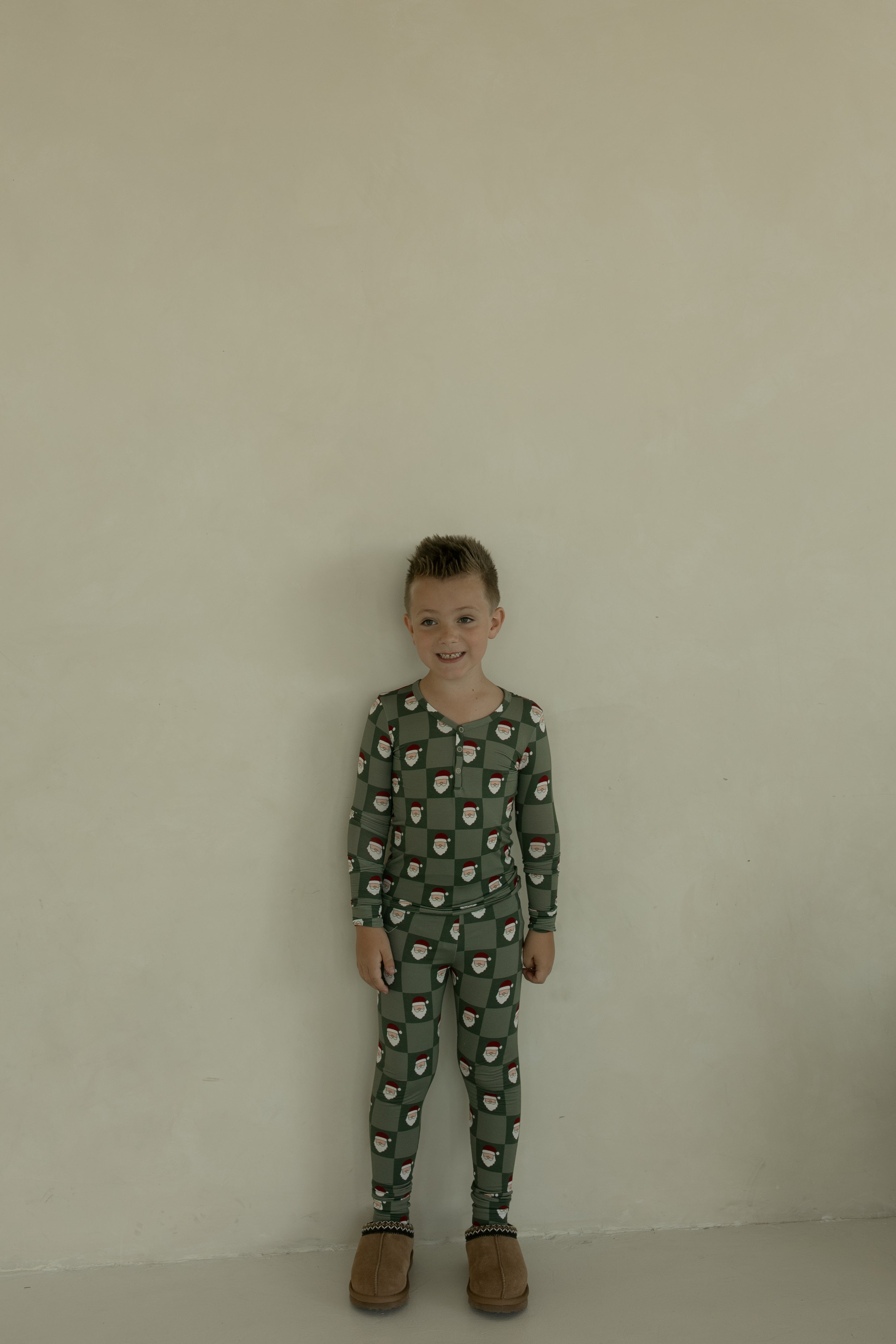 Bamboo Two Piece Pajamas | Santa Checkerboard