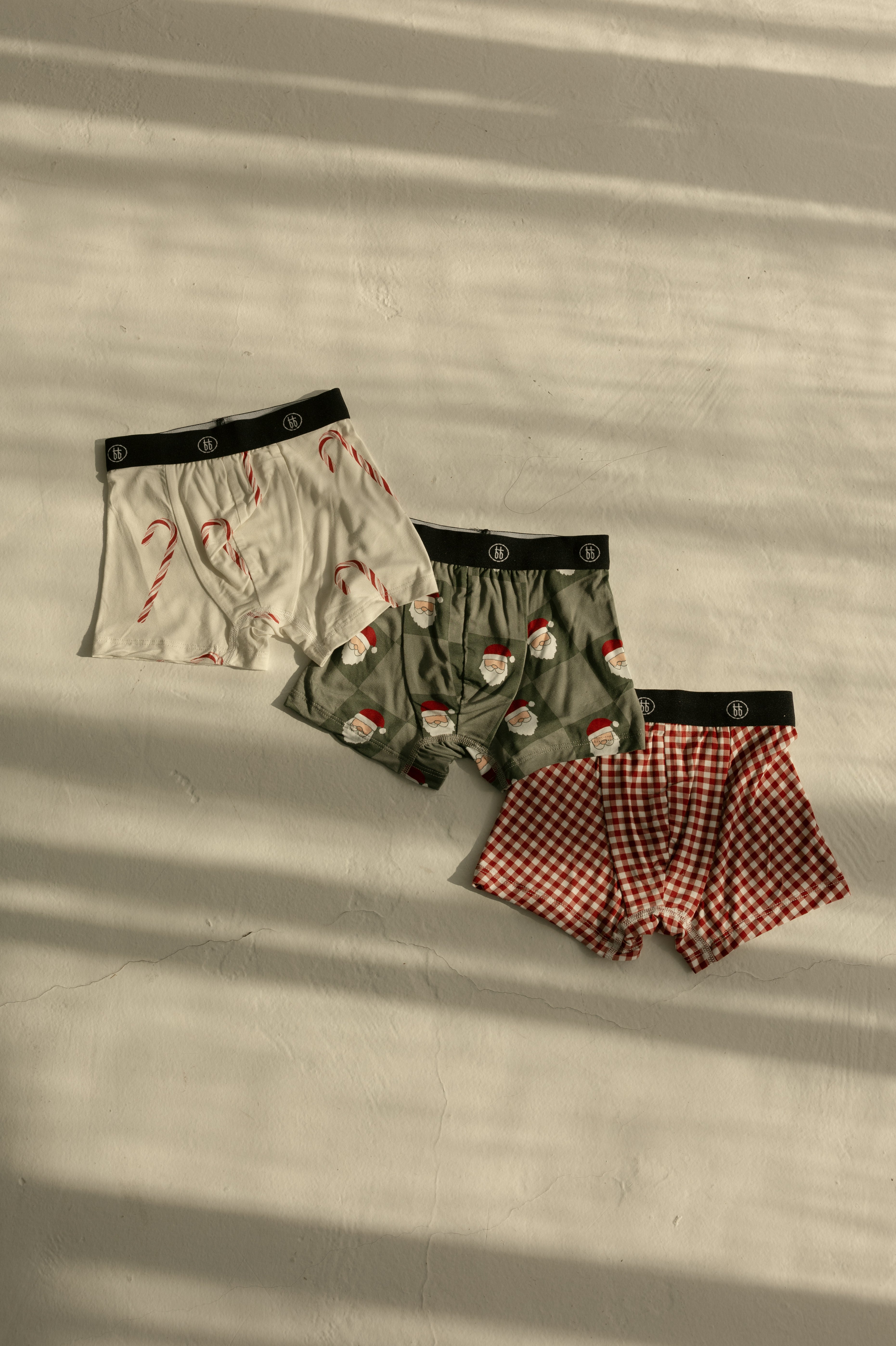 Bamboo Boxers (3 Pack) | Red Gingham, Candy Cane & Santa Checkerboard