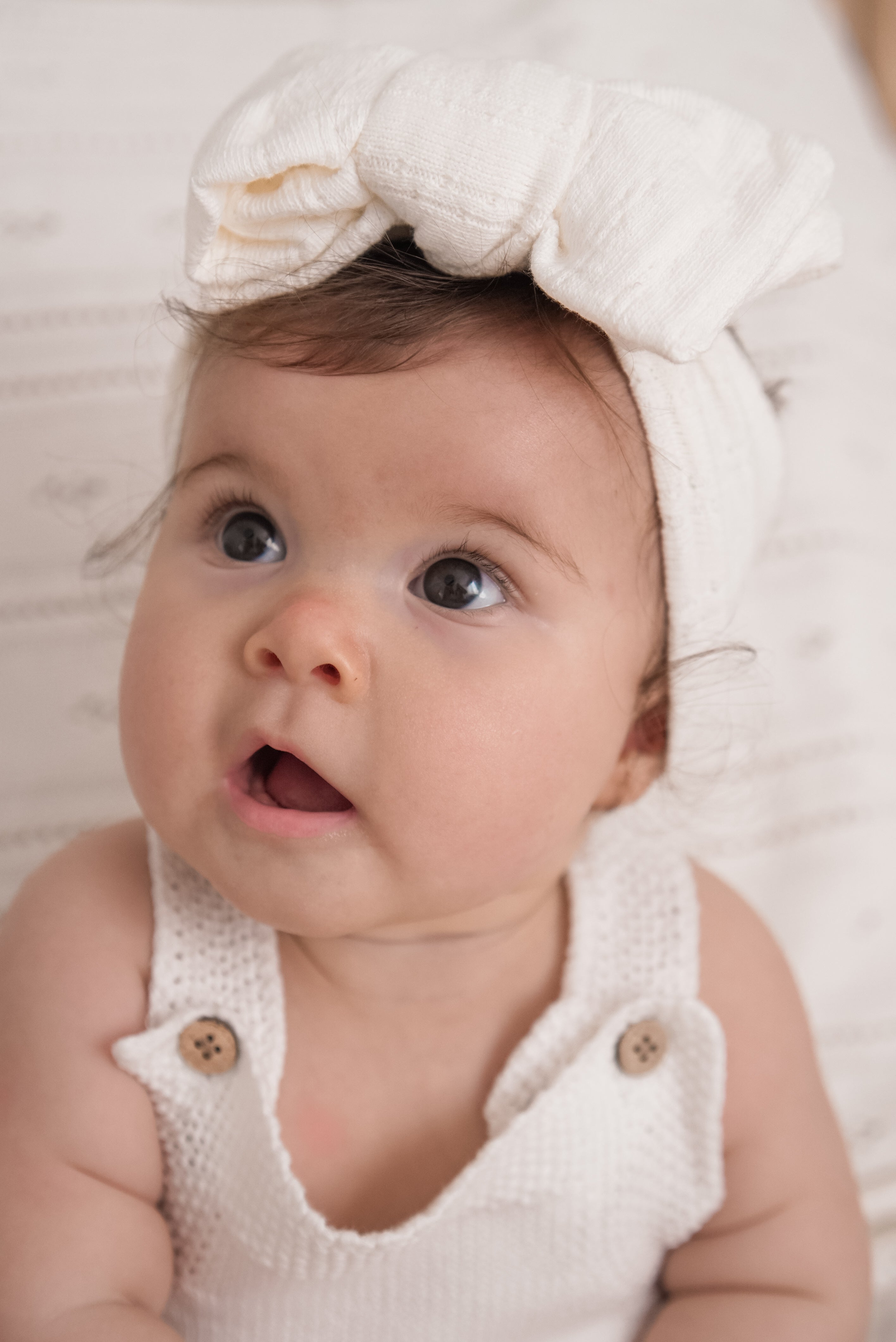 Pointelle Bow Headband - White