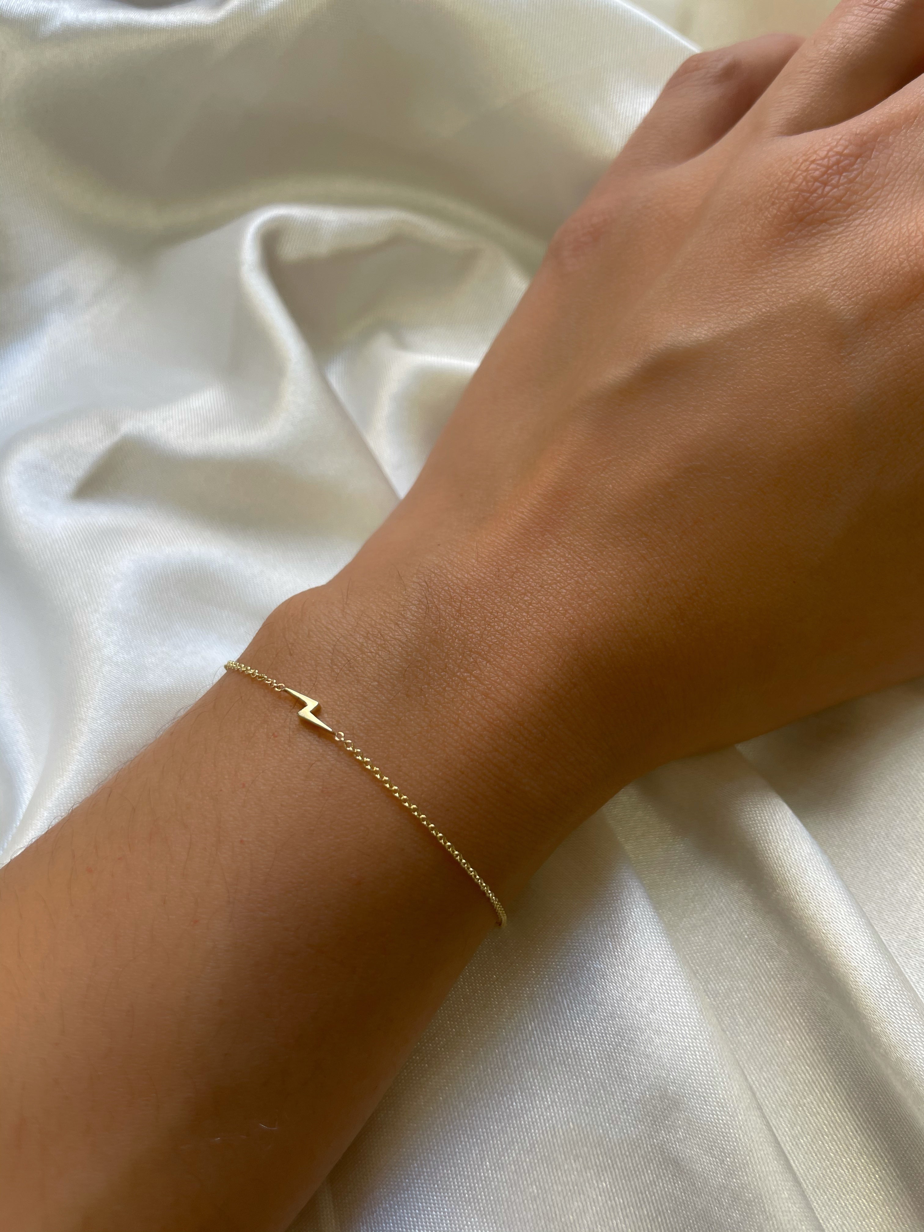 14k Gold Tiny Lightning Bolt Bracelet
