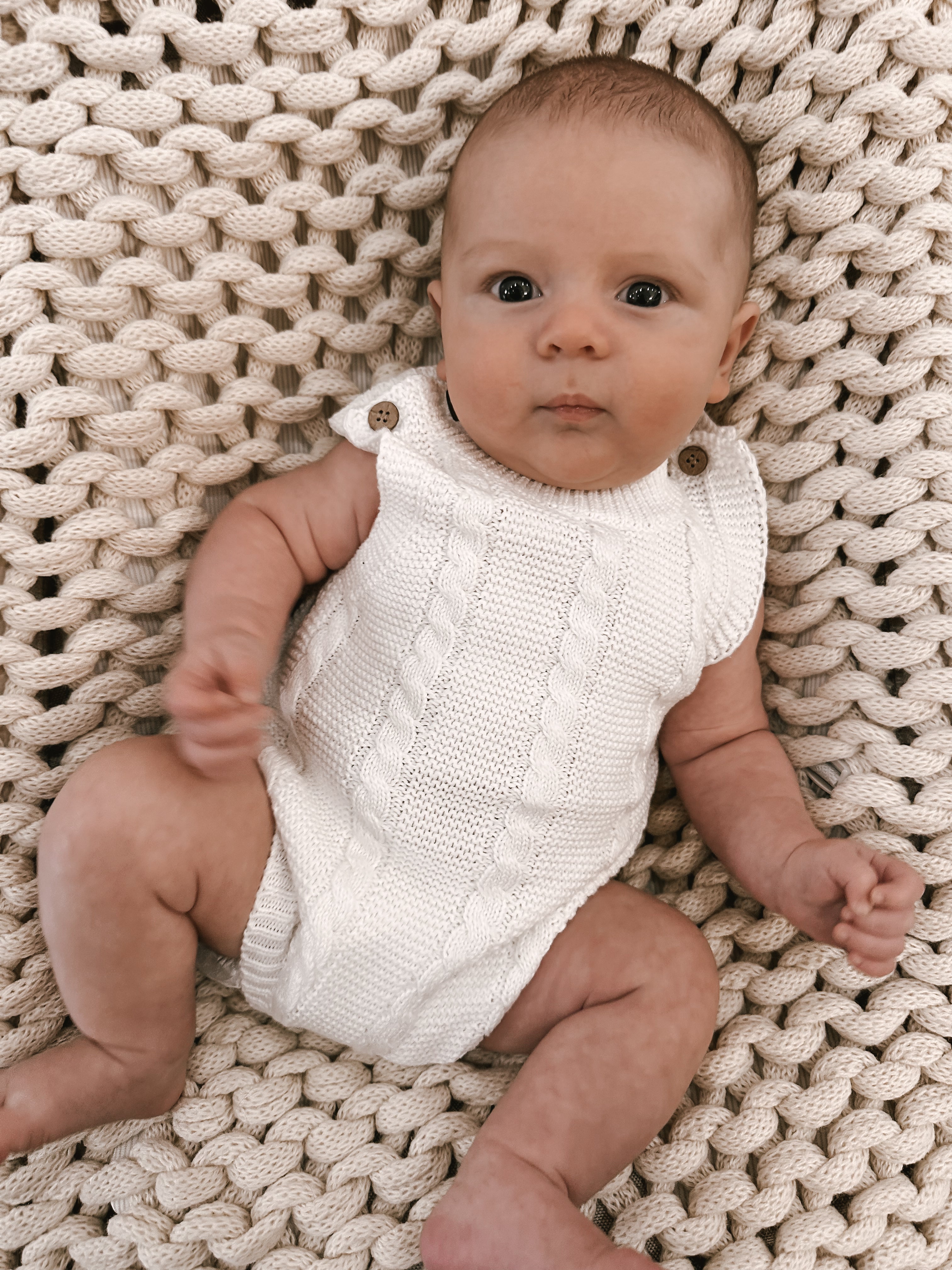 Cable Knit Summer Romper - White