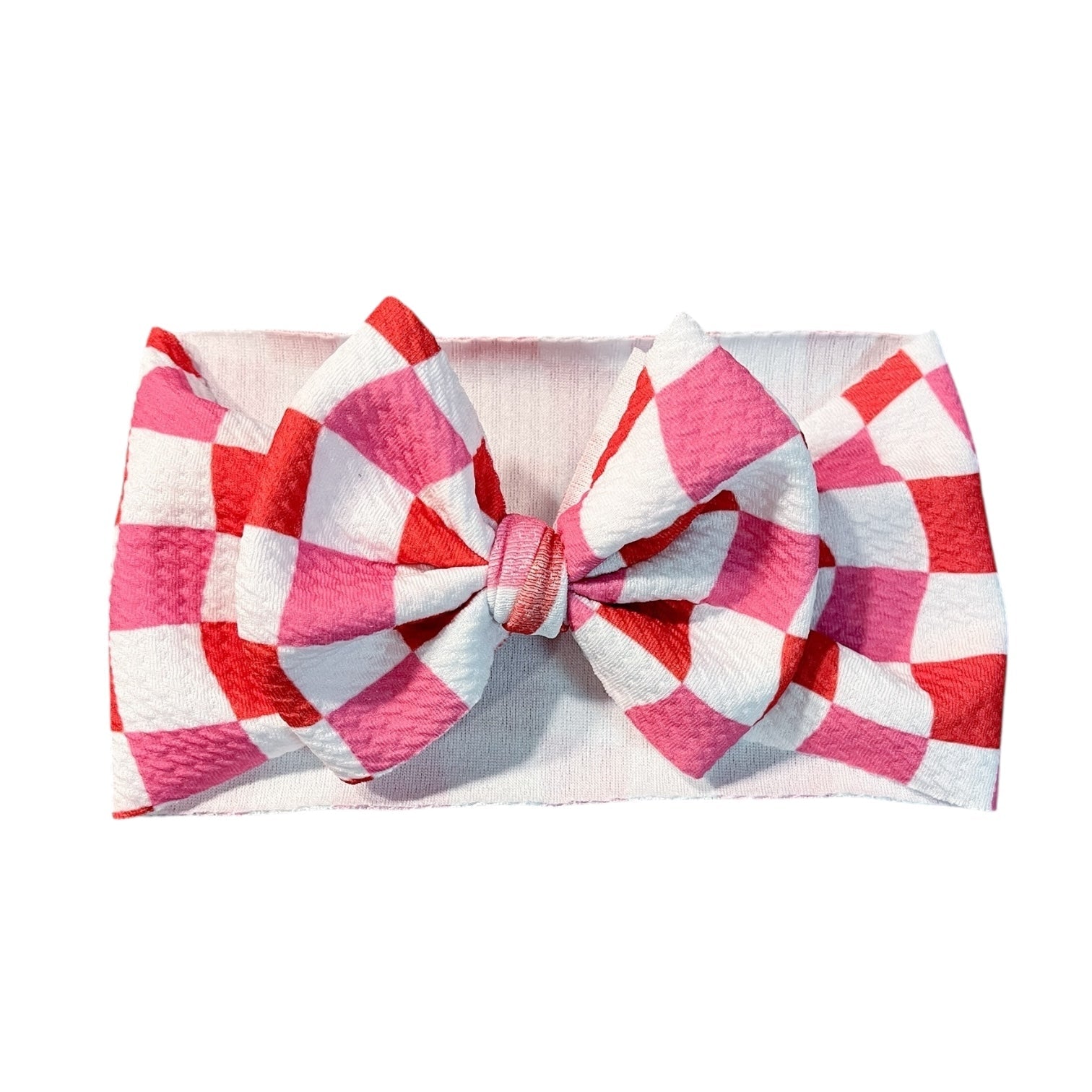 Valentines Day Wavey Checker Headwrap Bow