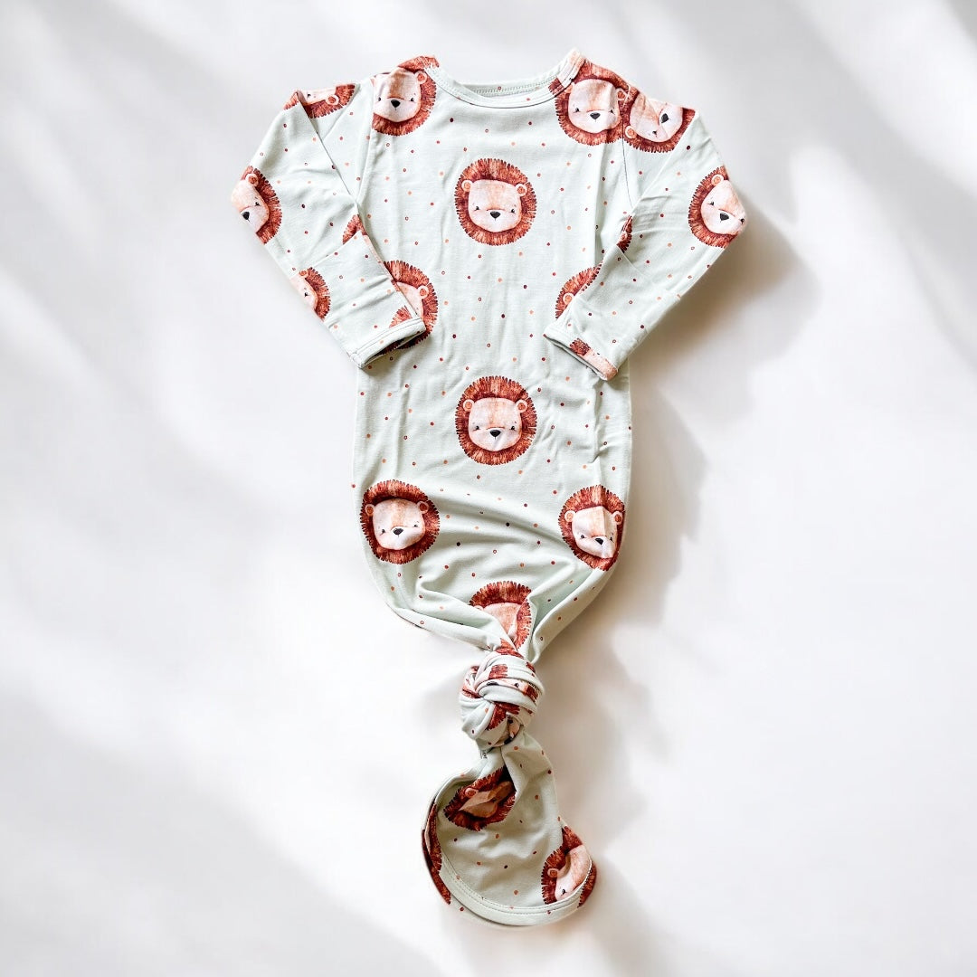 Little Lion Bamboo Knotted Gown And Hat