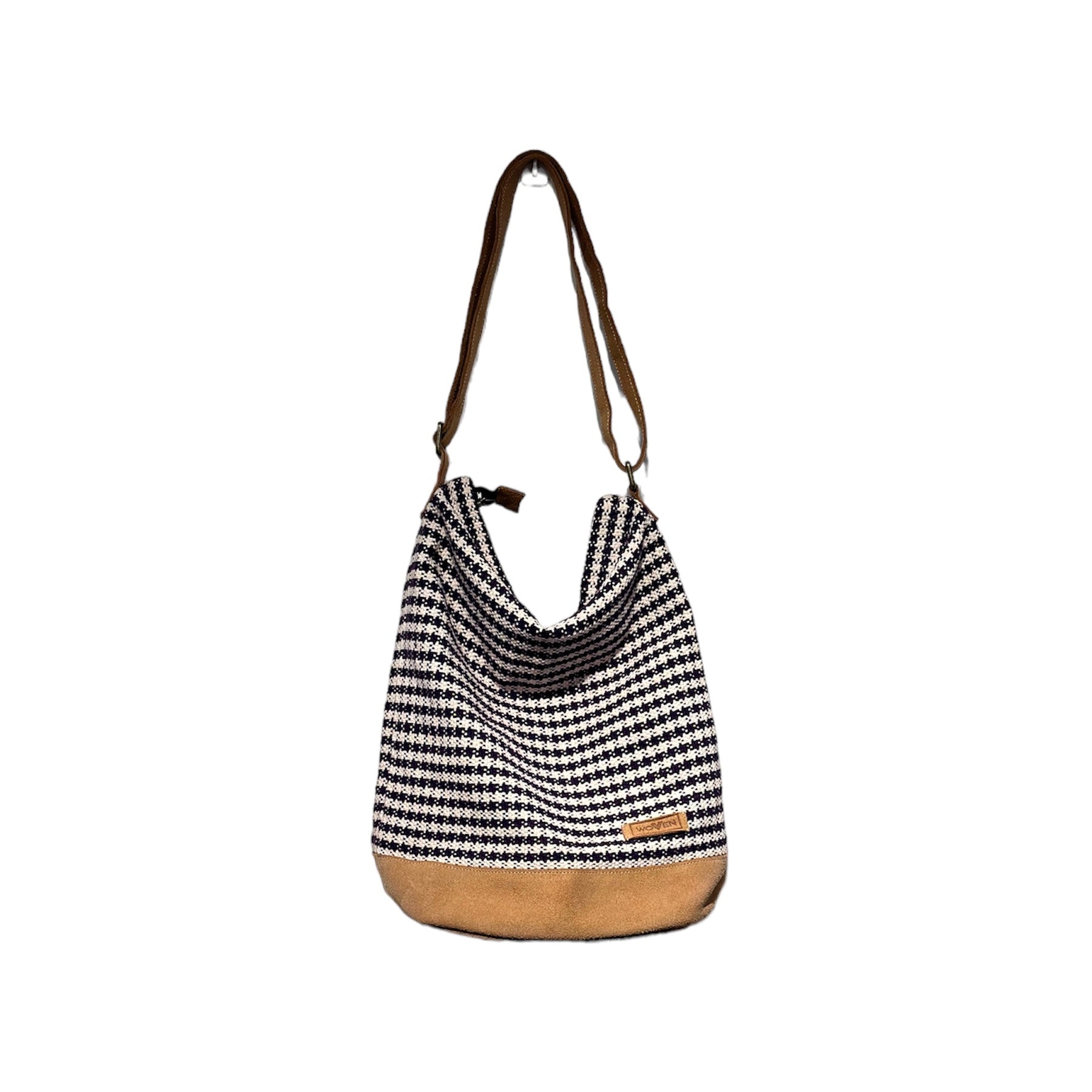 Woven Zipper Sling Bag - Houndstooth
