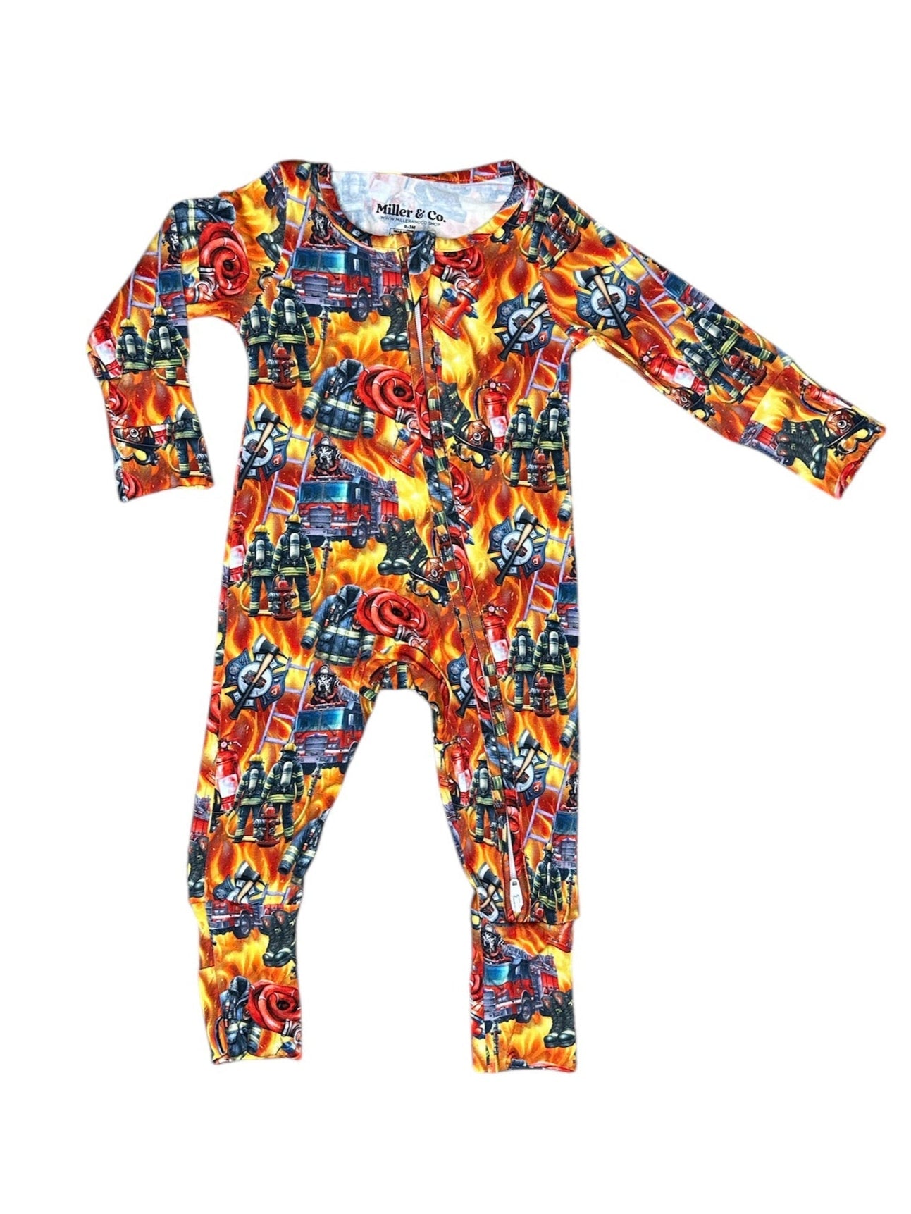 Bamboo Zipper Footie, Blazing Firefighter Dalmatian