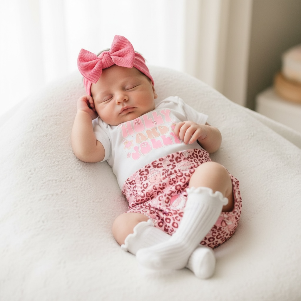 Pink Gingerbread Cheetah Bummies Set