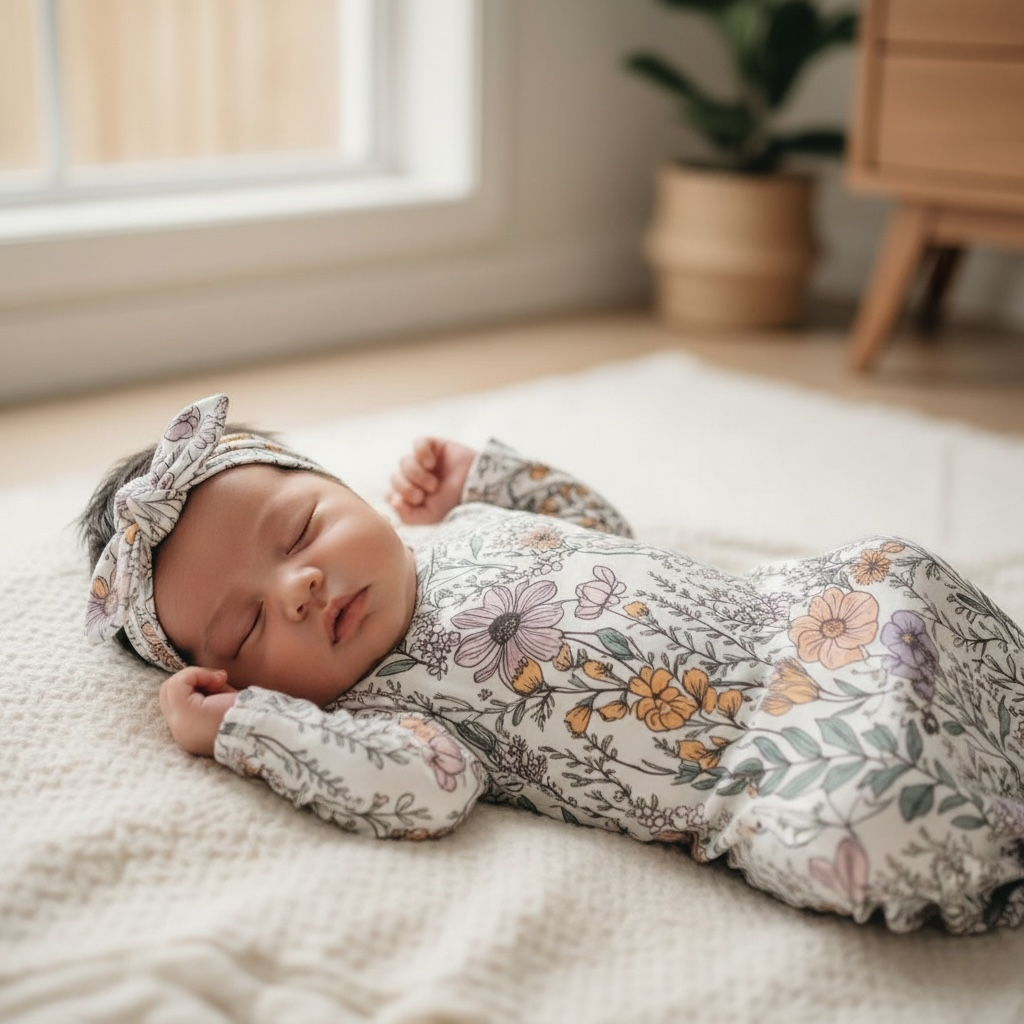 Wild Flower Bamboo Knotted Gown And Bow