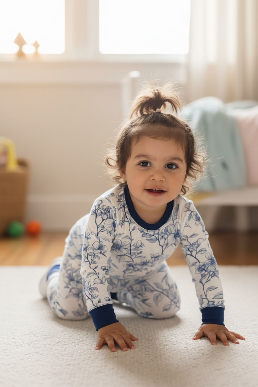 Blue Vintage Floral Bamboo Toddler 2 Piece Set