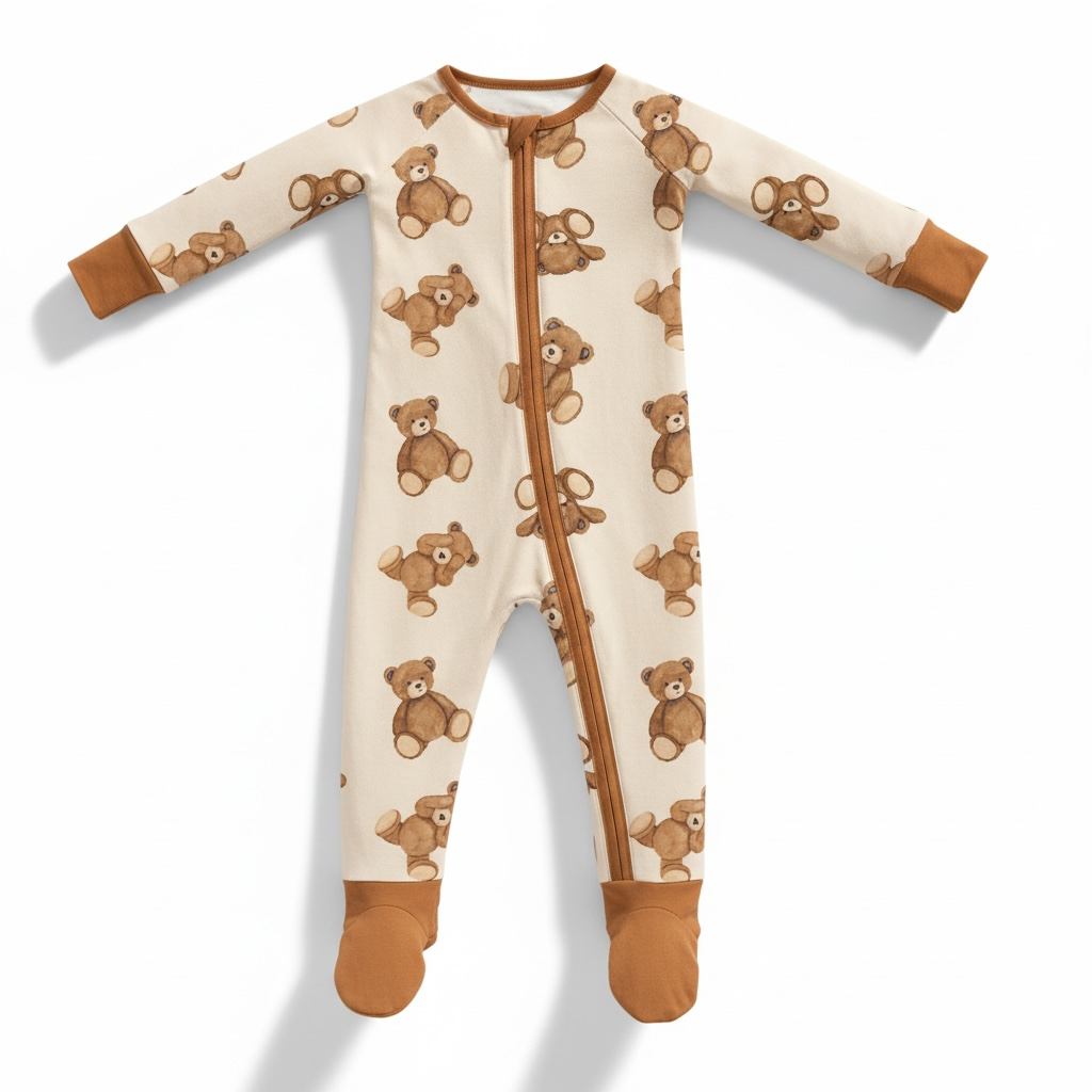 Teddy Bear Bamboo Zipper Romper