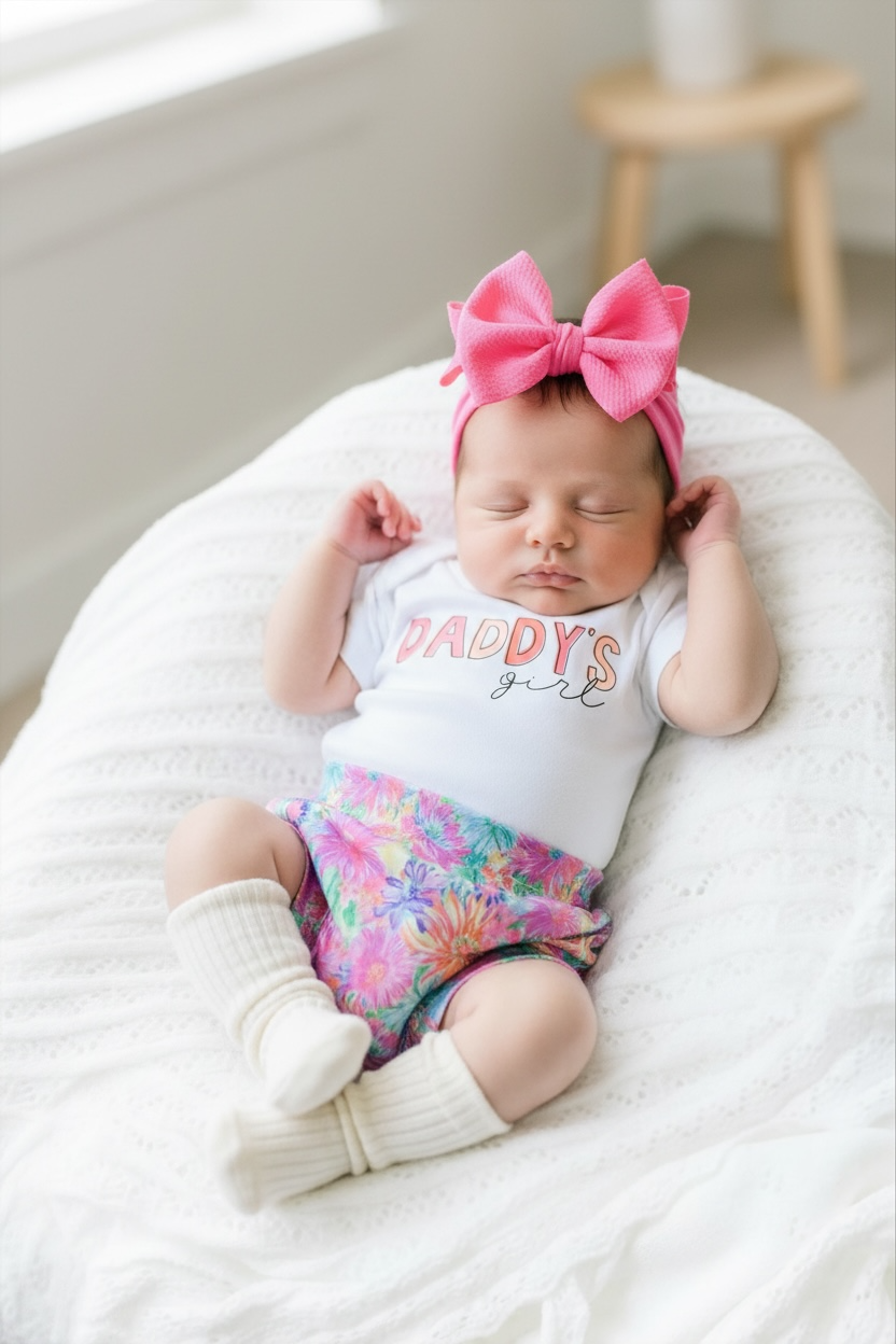 Bright Floral Daddy's Girl Baby Girl Bummies Outfit