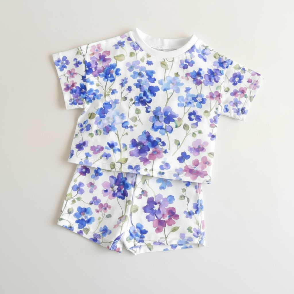 Blue Floral Lounge Short Set