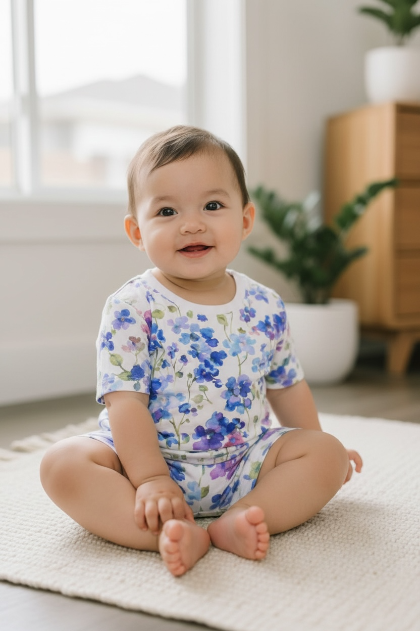 Blue Floral Lounge Short Set