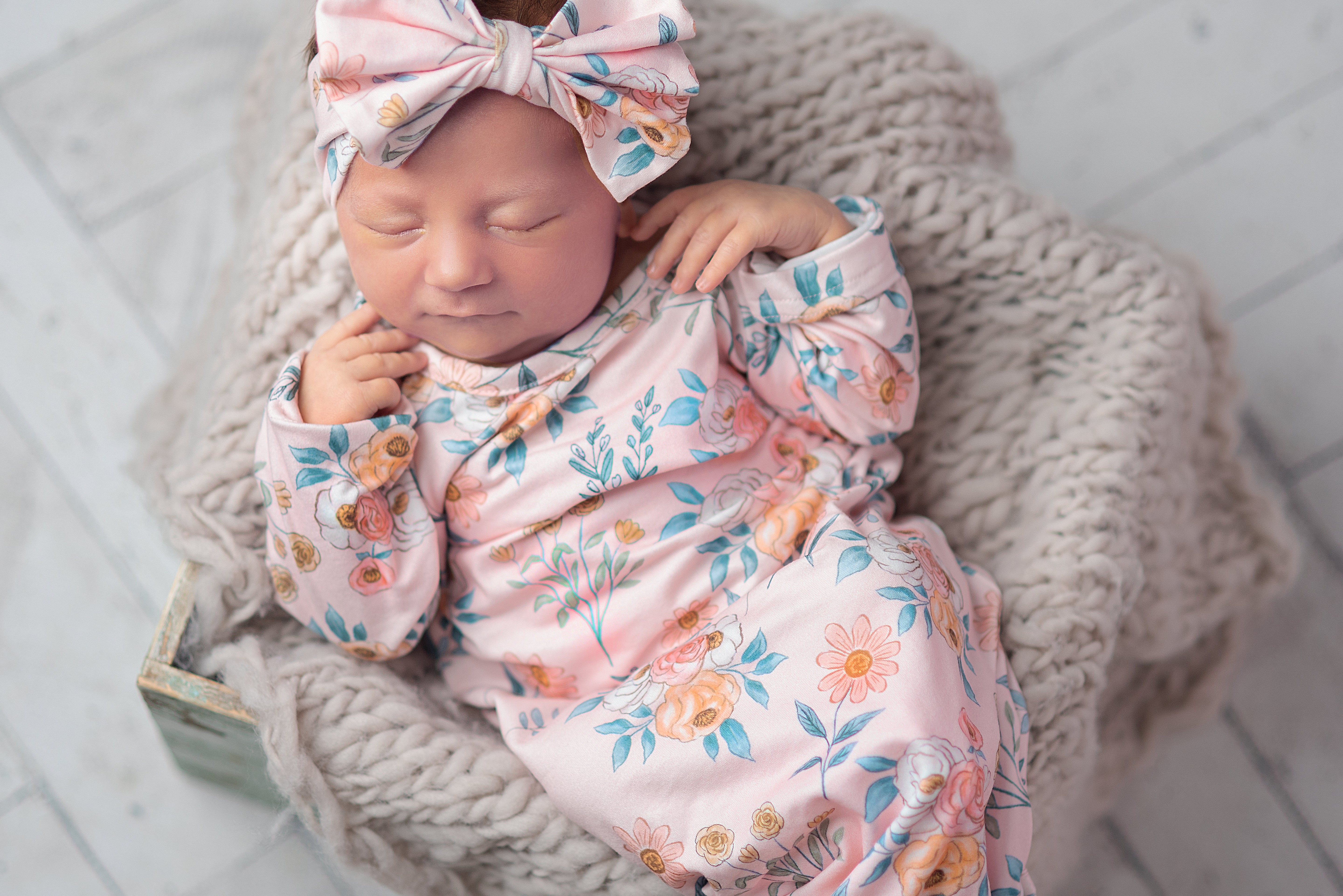 Pink Botanical Baby Gown