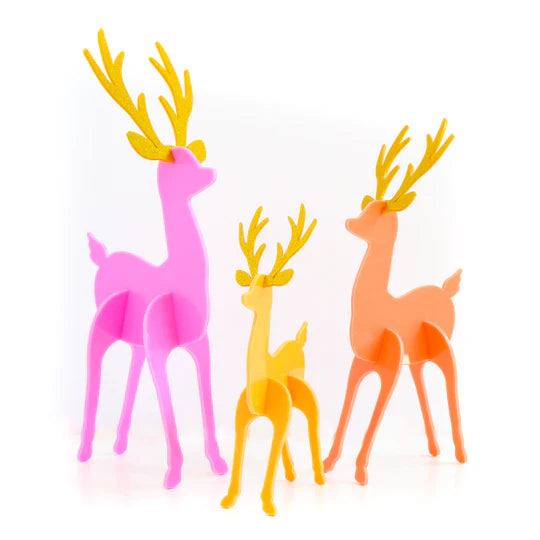 Acrylic Reindeer Set (pink/coral)